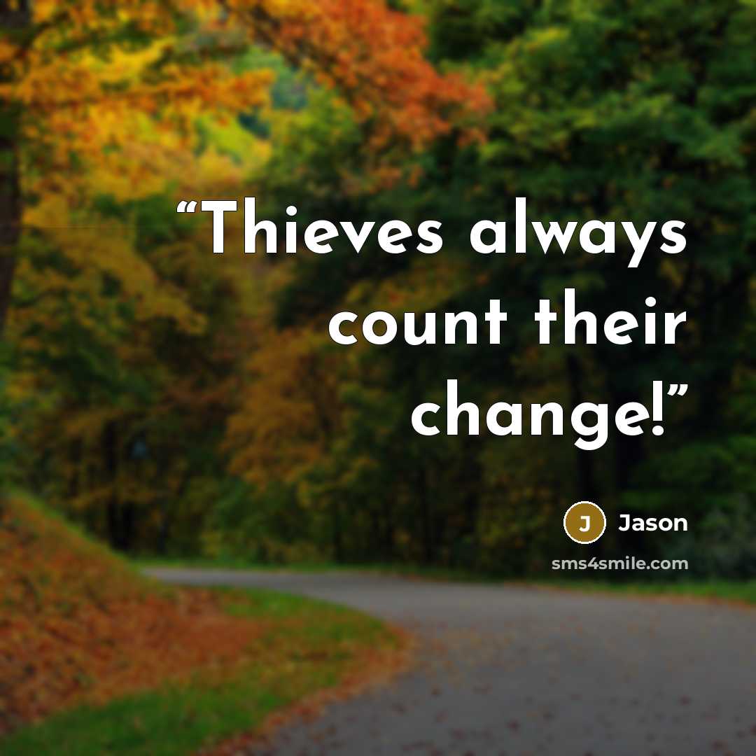 “Thieves always count their change!” quote by Jason