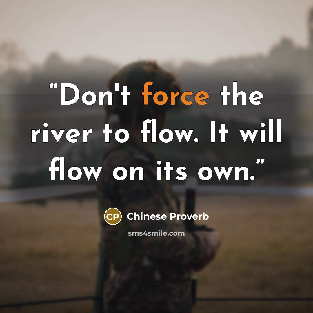 “Don't force the river to flow. It will flow on its own.” quote by Chinese proverb