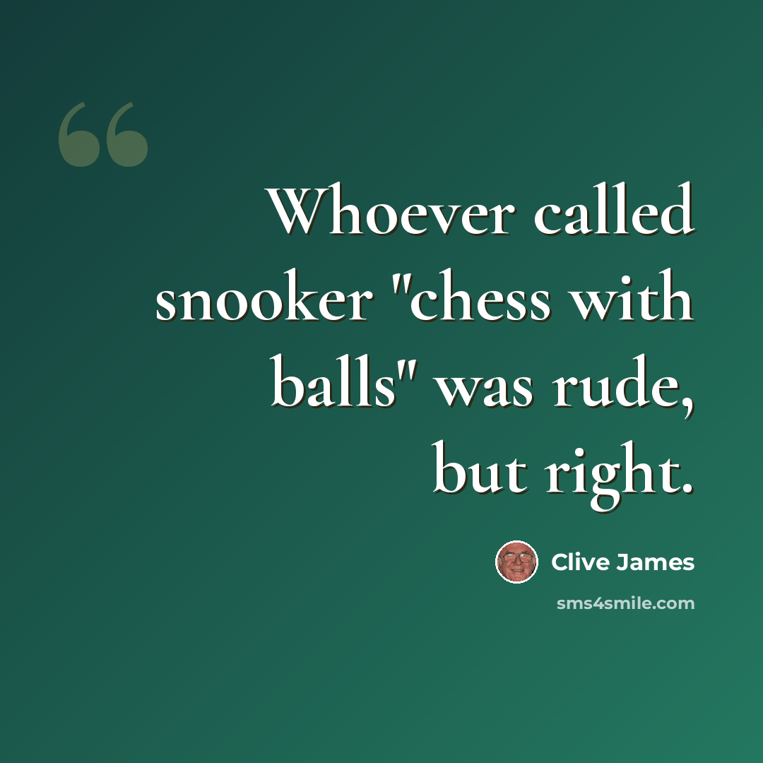 “Whoever called snooker "chess with balls" was rude, but right.” quote by Clive James