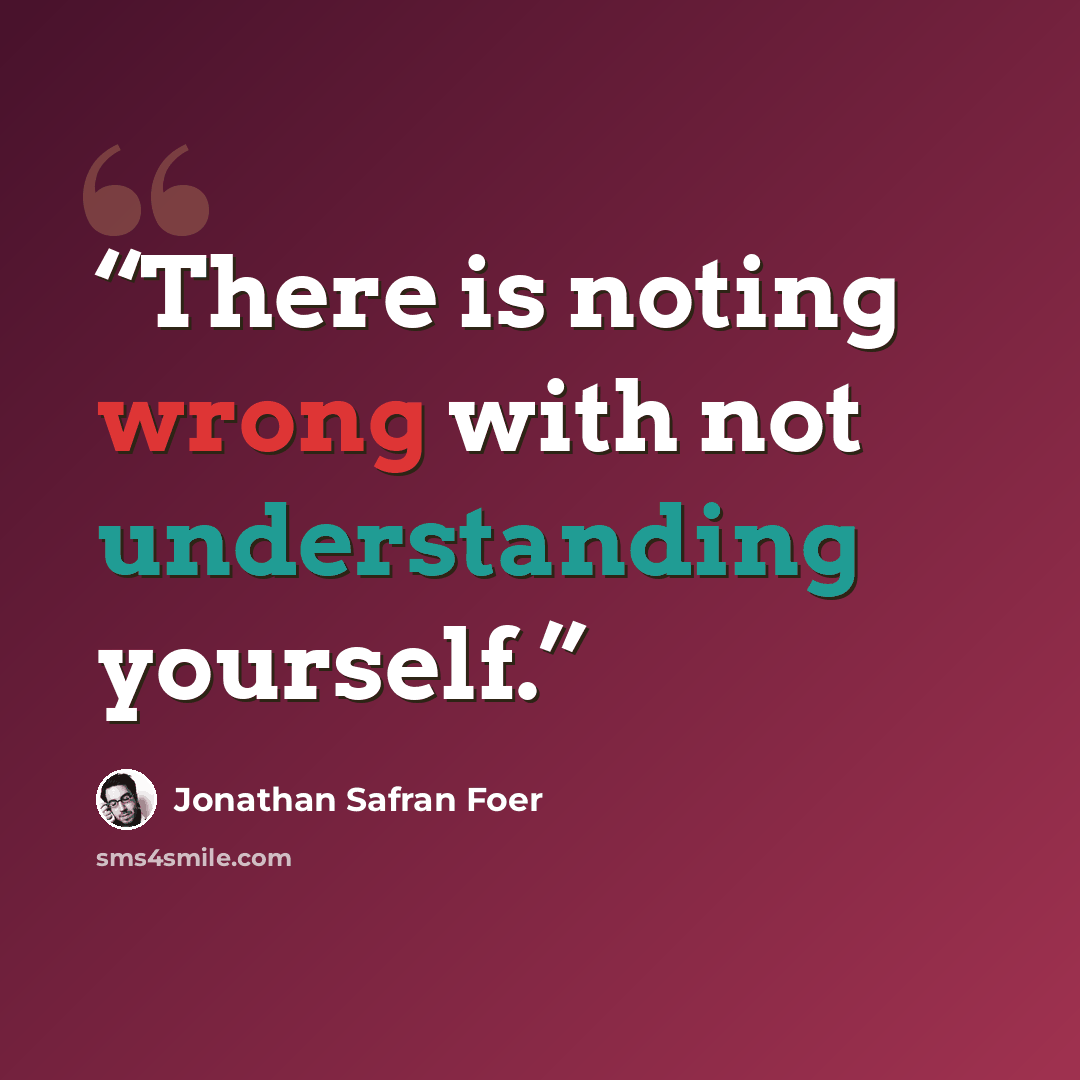 “There is noting wrong with not understanding yourself.” quote by Jonathan Safran Foer