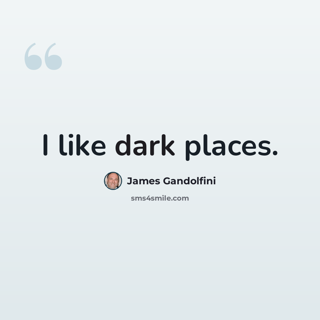 “I like dark places.” quote by James Gandolfini