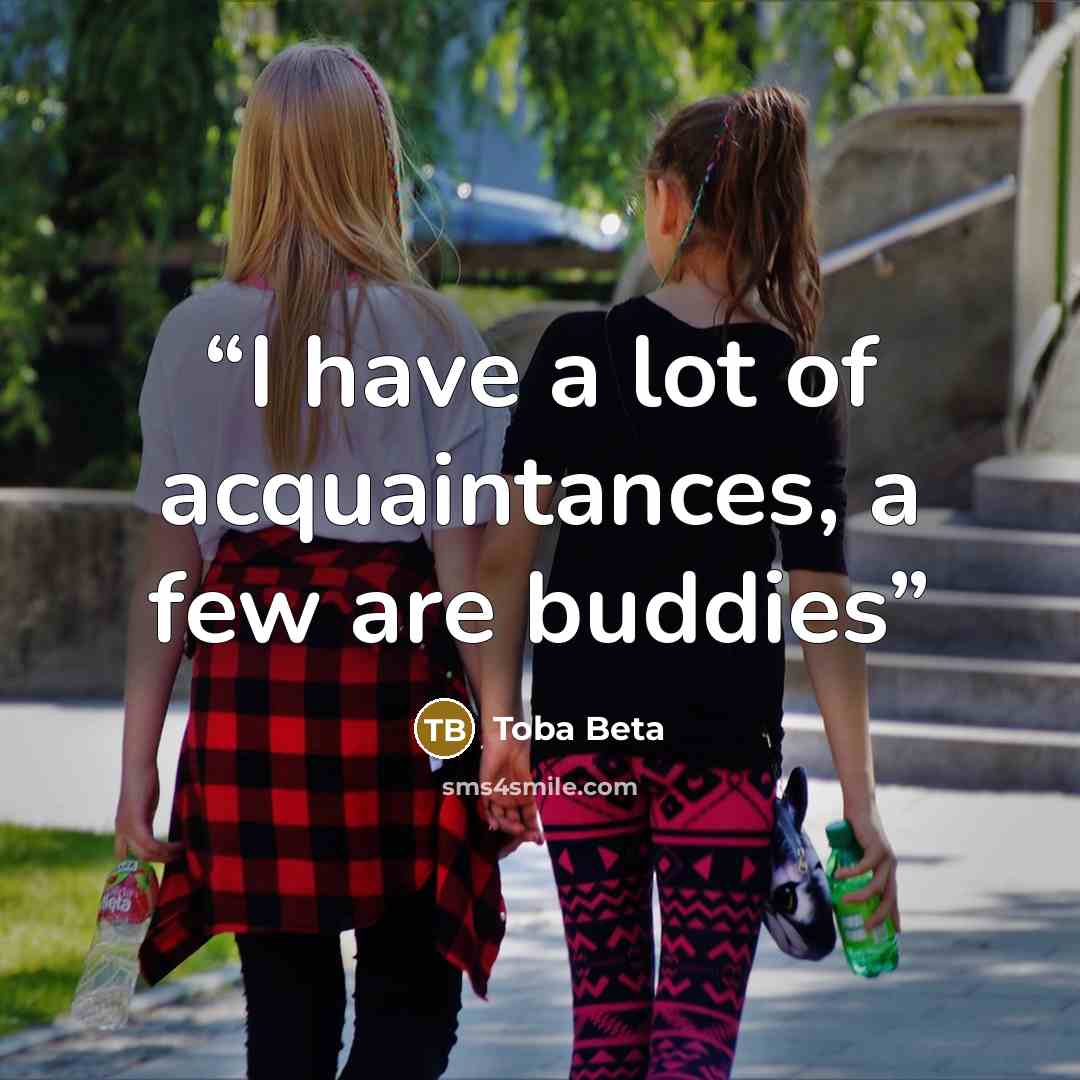 “I have a lot of acquaintances, a few are buddies” quote by Toba Beta