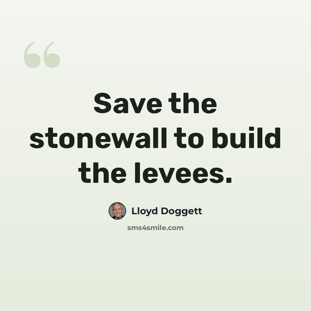 “Save the stonewall to build the levees.” quote by Lloyd Doggett