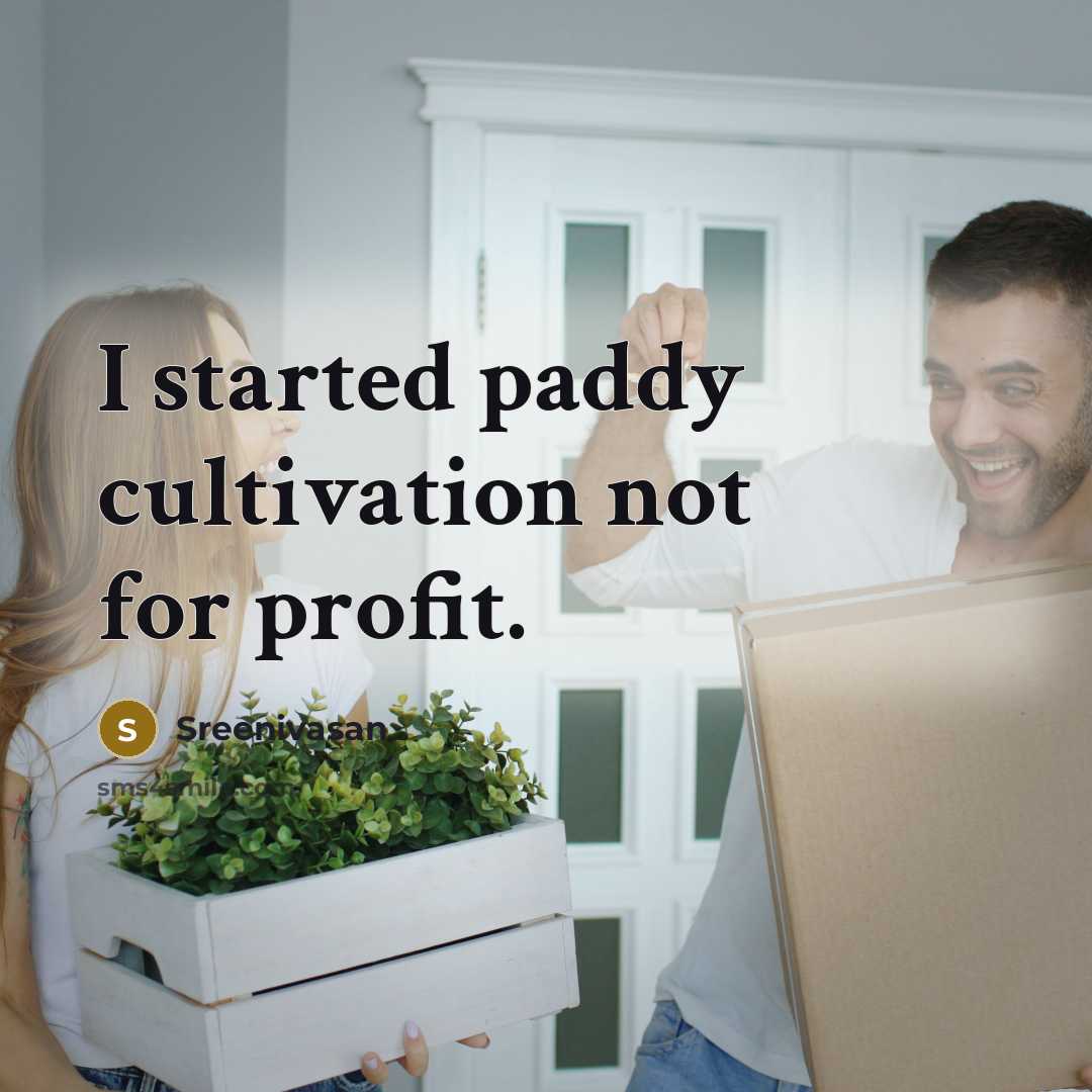 “I started paddy cultivation not for profit.” quote by Sreenivasan