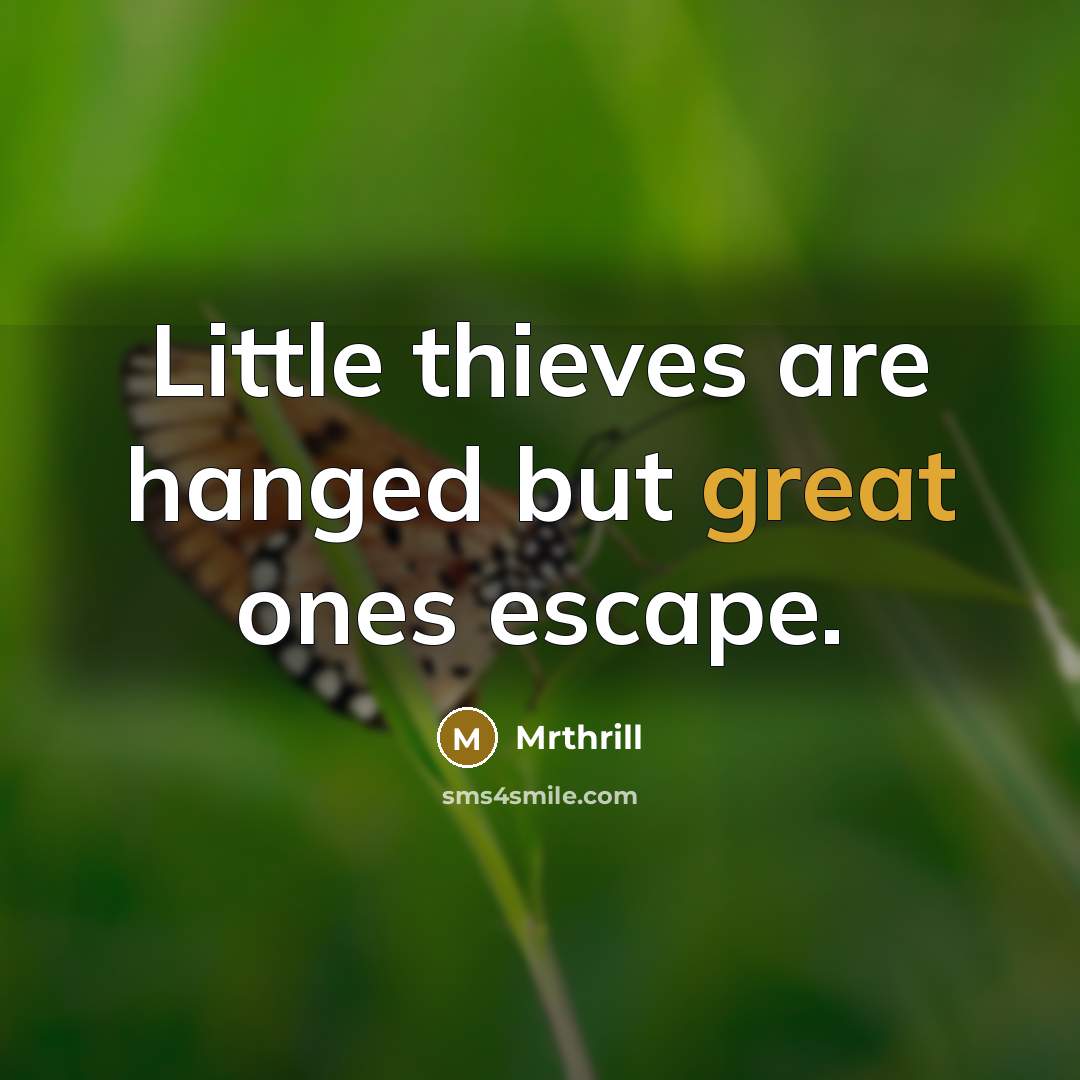 “Little thieves are hanged but great ones escape.” quote by Mrthrill