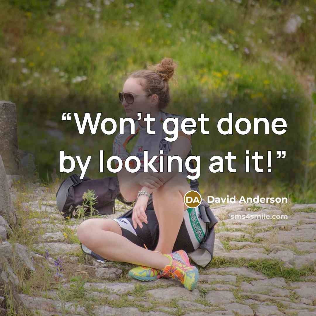 “Won't get done by looking at it!” quote by David Anderson