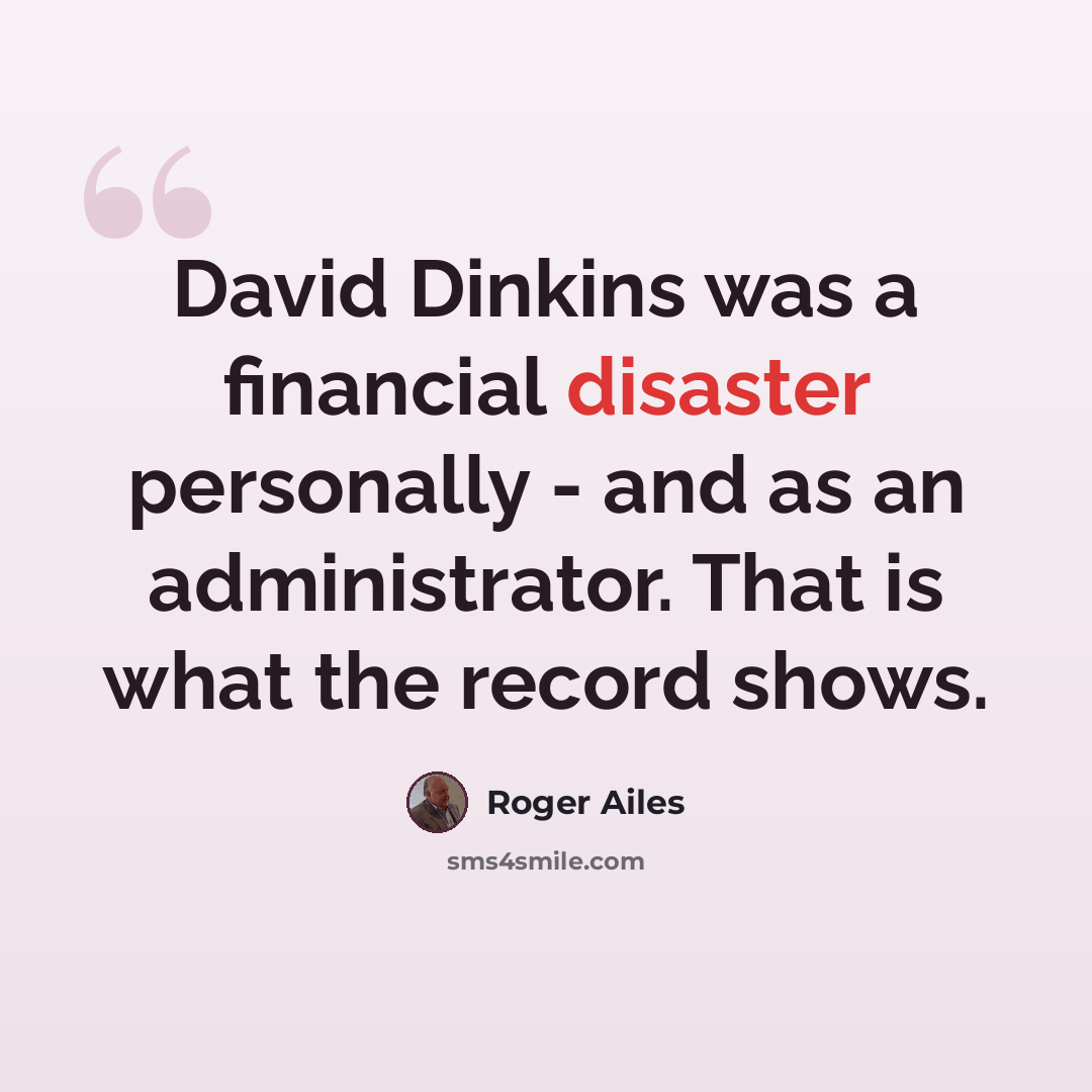 “David Dinkins was a financial disaster personally - and as an administrator. That is what the record shows.” quote by Roger Ailes