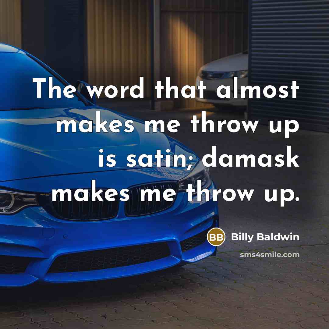 “The word that almost makes me throw up is satin; damask makes me throw up.” quote by Billy Baldwin