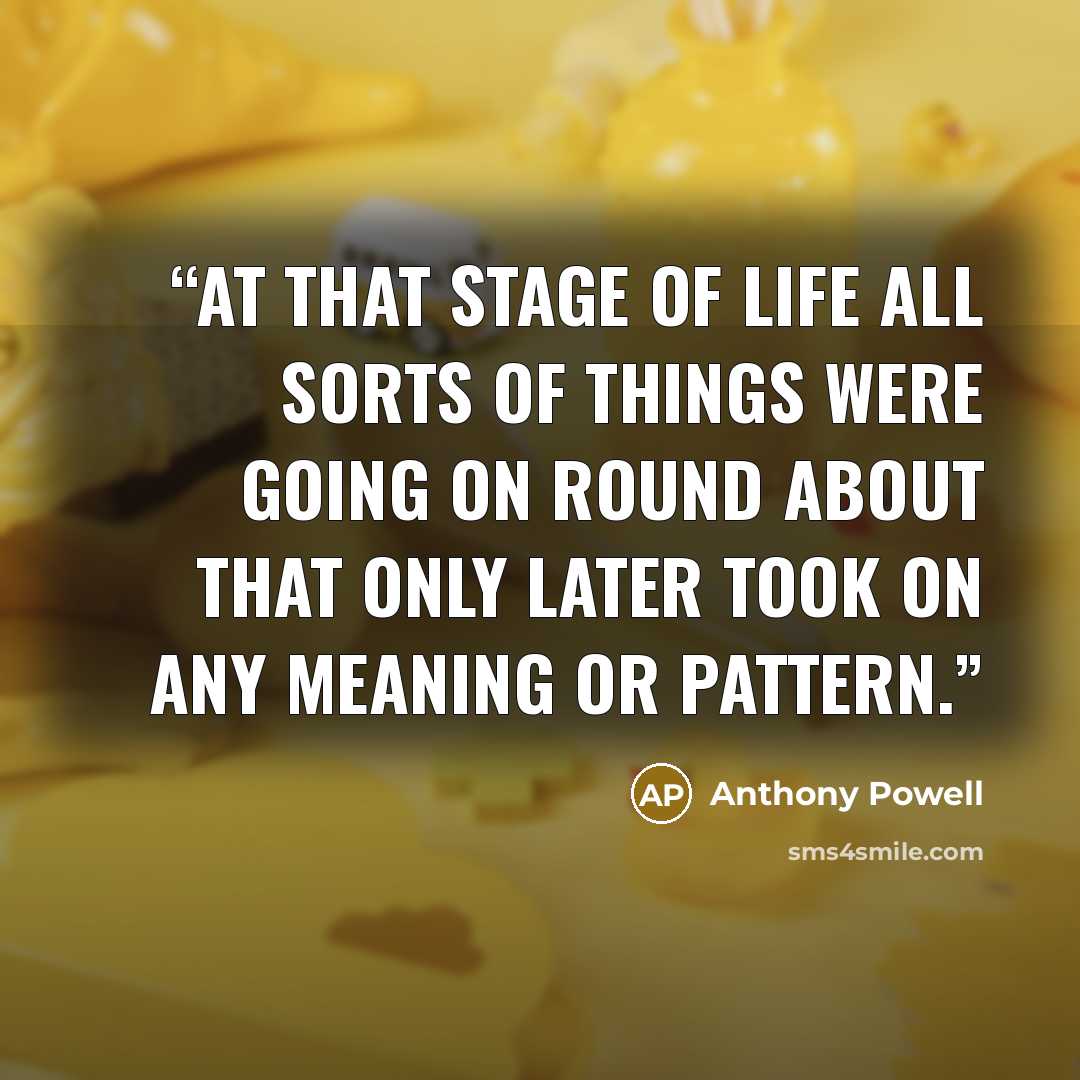 “At that stage of life all sorts of things were going on round about that only later took on any meaning or pattern.” quote by Anthony Powell
