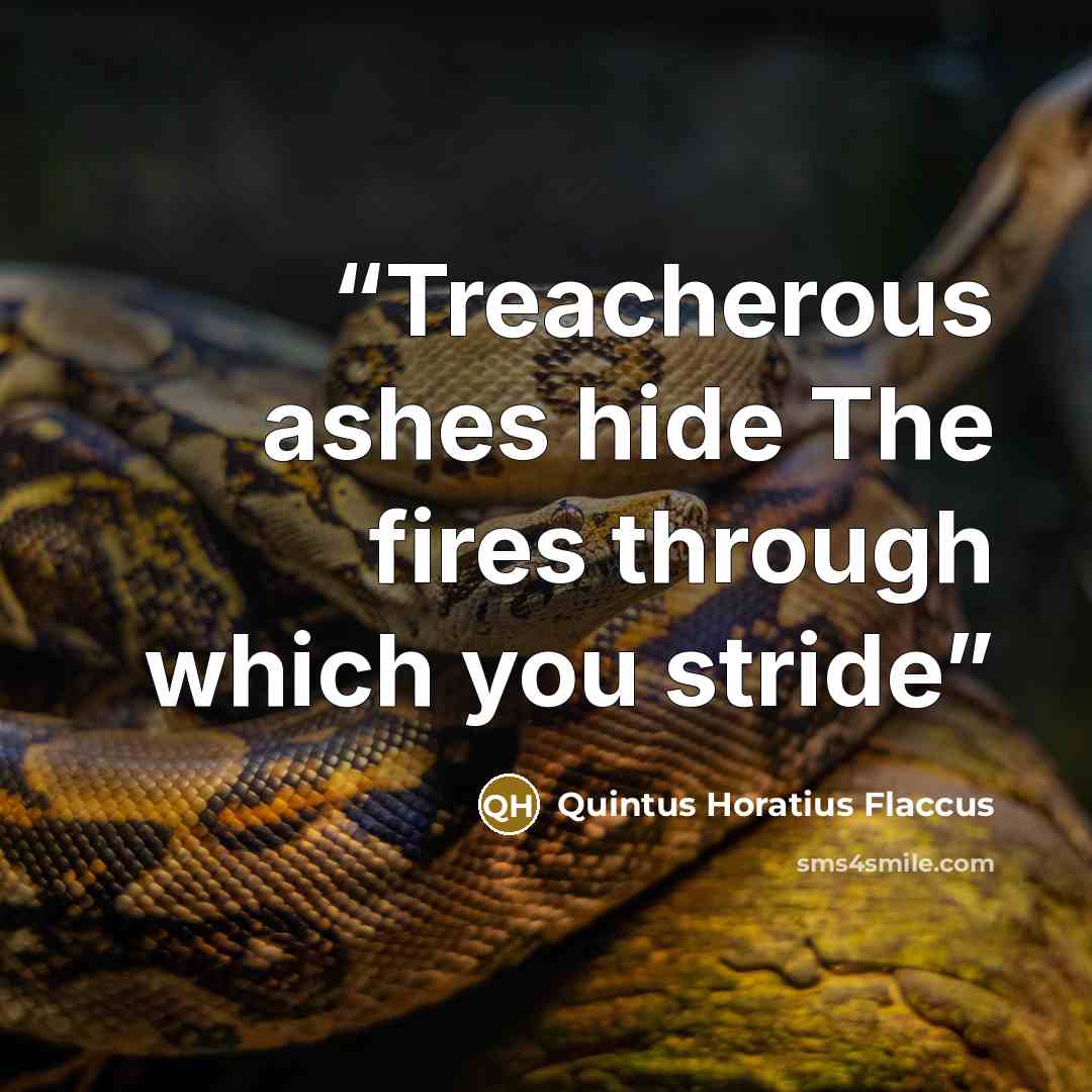 “Treacherous ashes hide The fires through which you stride” quote by Quintus Horatius Flaccus