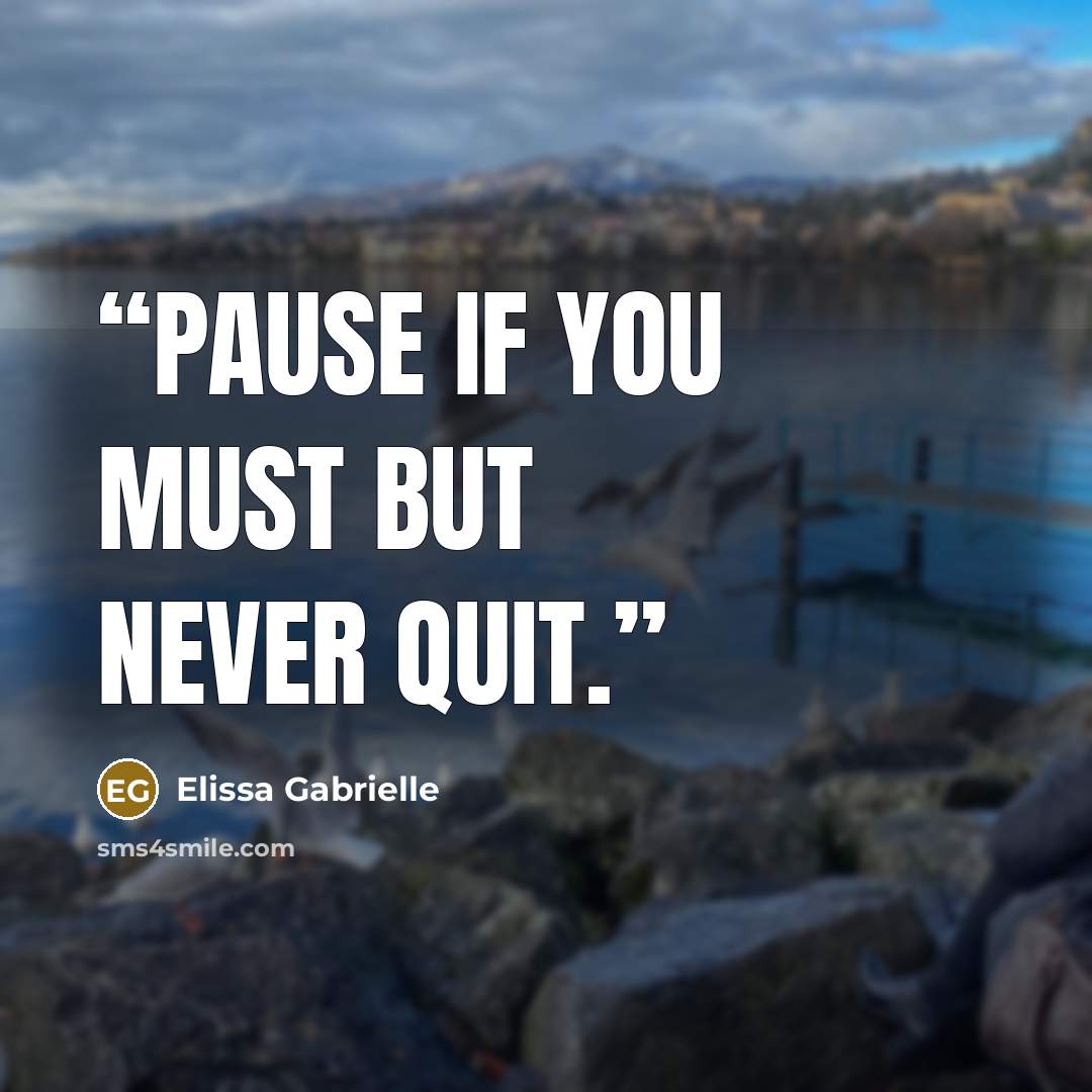 “Pause if you must but never quit.” quote by Elissa Gabrielle
