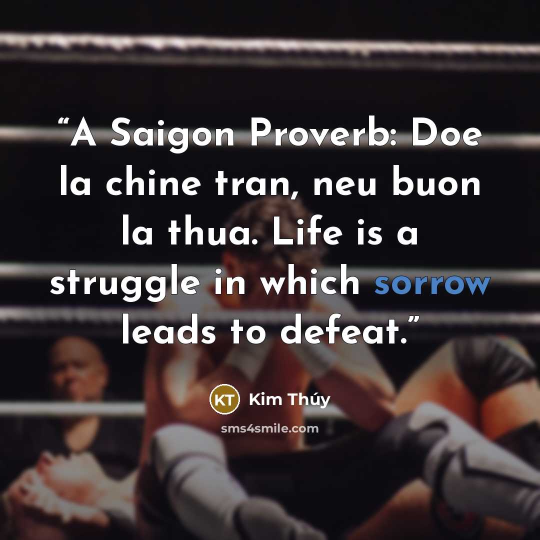 “A Saigon Proverb: Doe la chine tran, neu buon la thua. Life is a struggle in which sorrow leads to defeat.” quote by Kim Thúy
