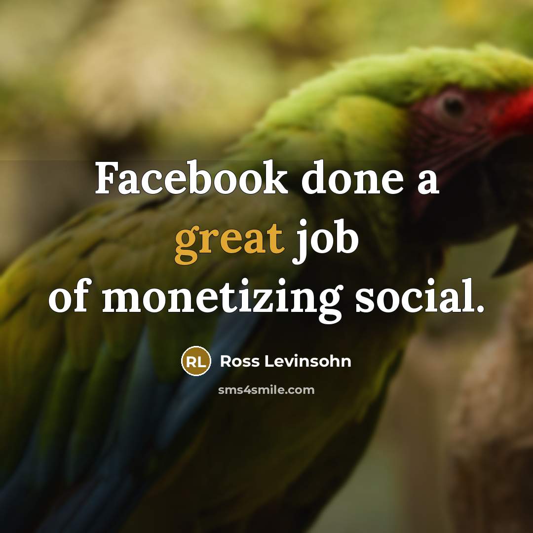 “Facebook done a great job of monetizing social.” quote by Ross Levinsohn