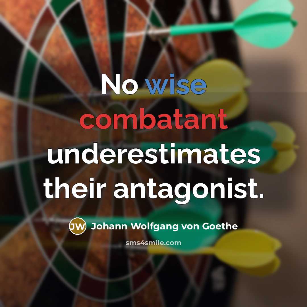 “No wise combatant underestimates their antagonist.” quote by Johann Wolfgang von Goethe
