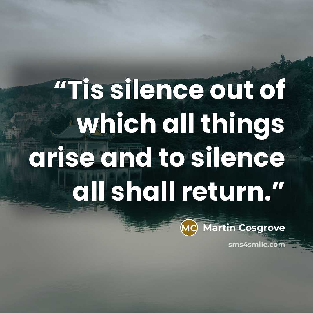 “Tis silence out of which all things arise and to silence all shall return.” quote by Martin Cosgrove