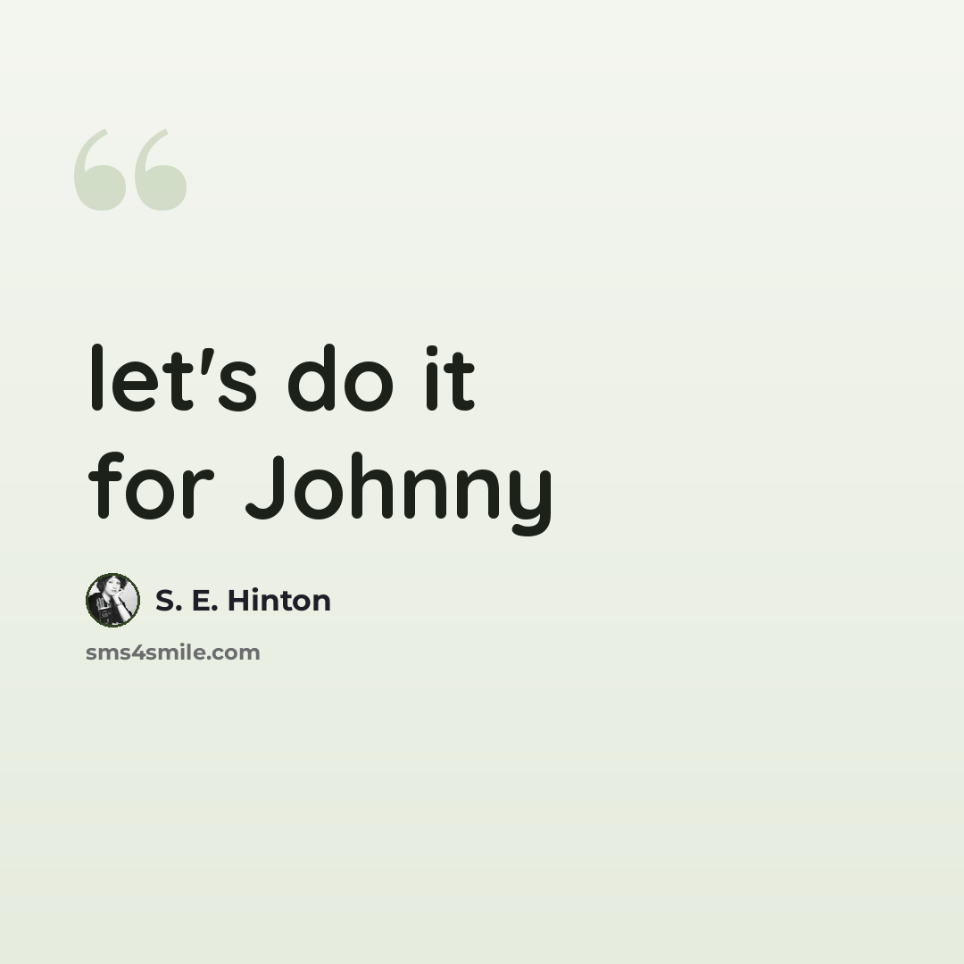 “let's do it for Johnny” quote by S. E. Hinton