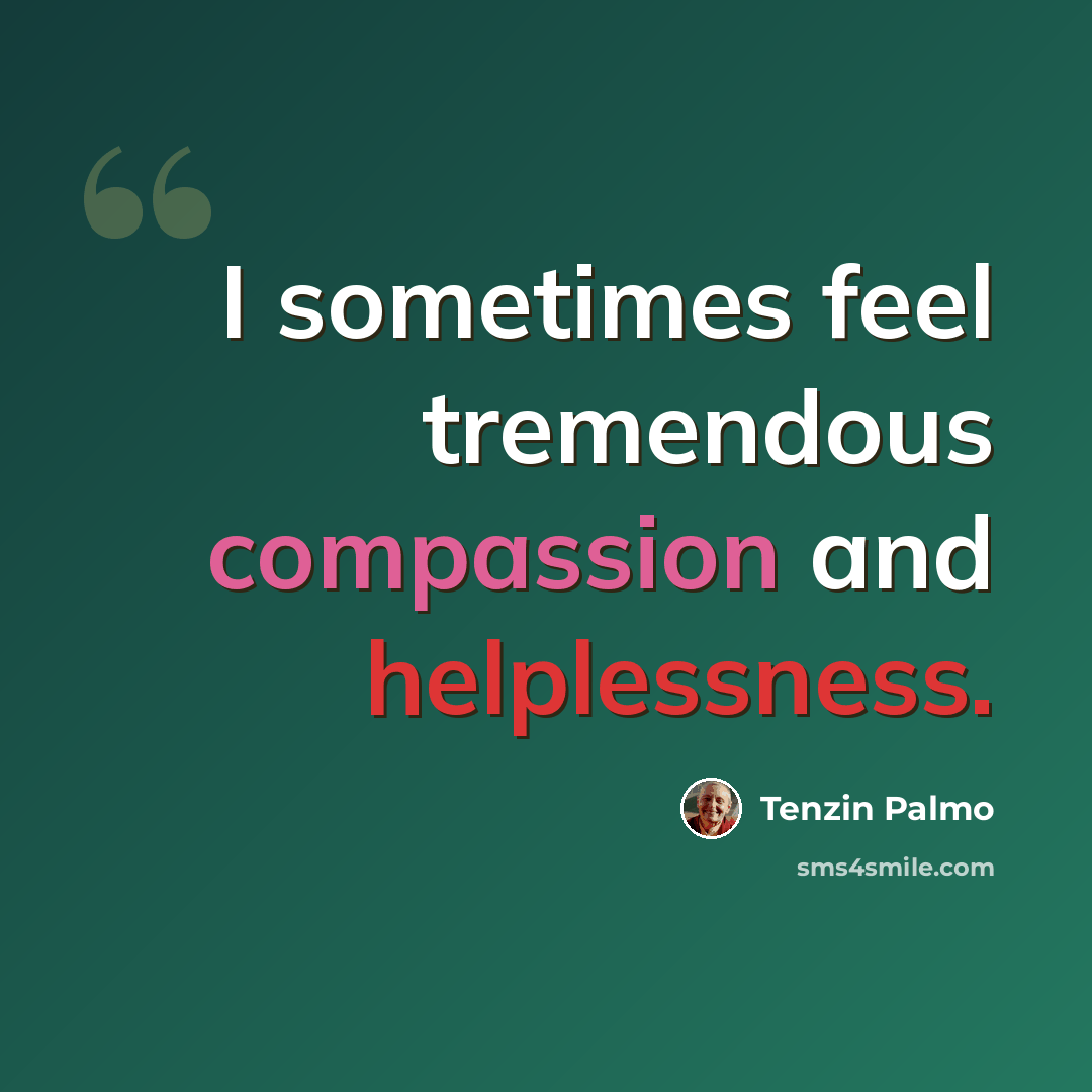 “I sometimes feel tremendous compassion and helplessness.” quote by Tenzin Palmo