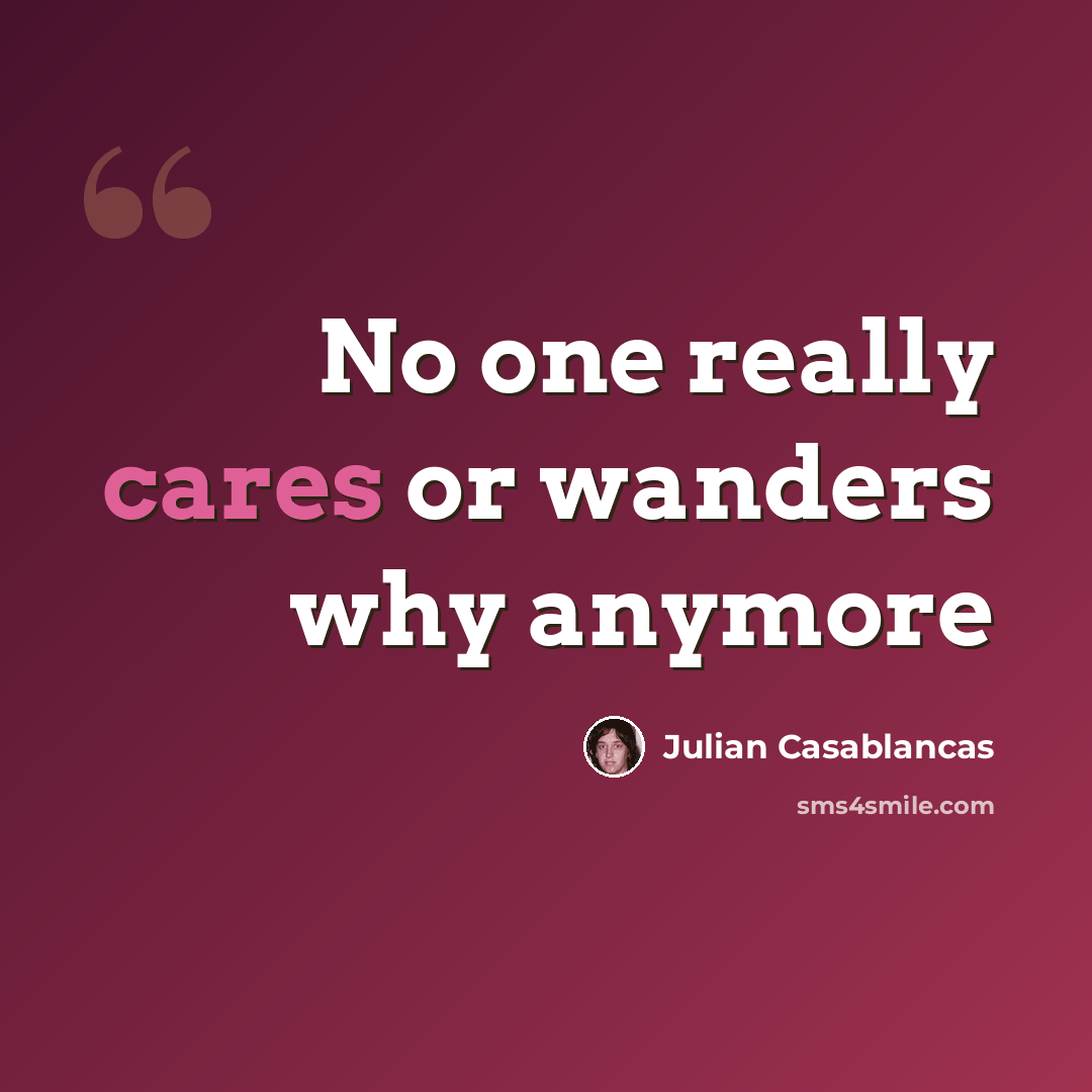 “No one really cares or wanders why anymore” quote by Julian Casablancas