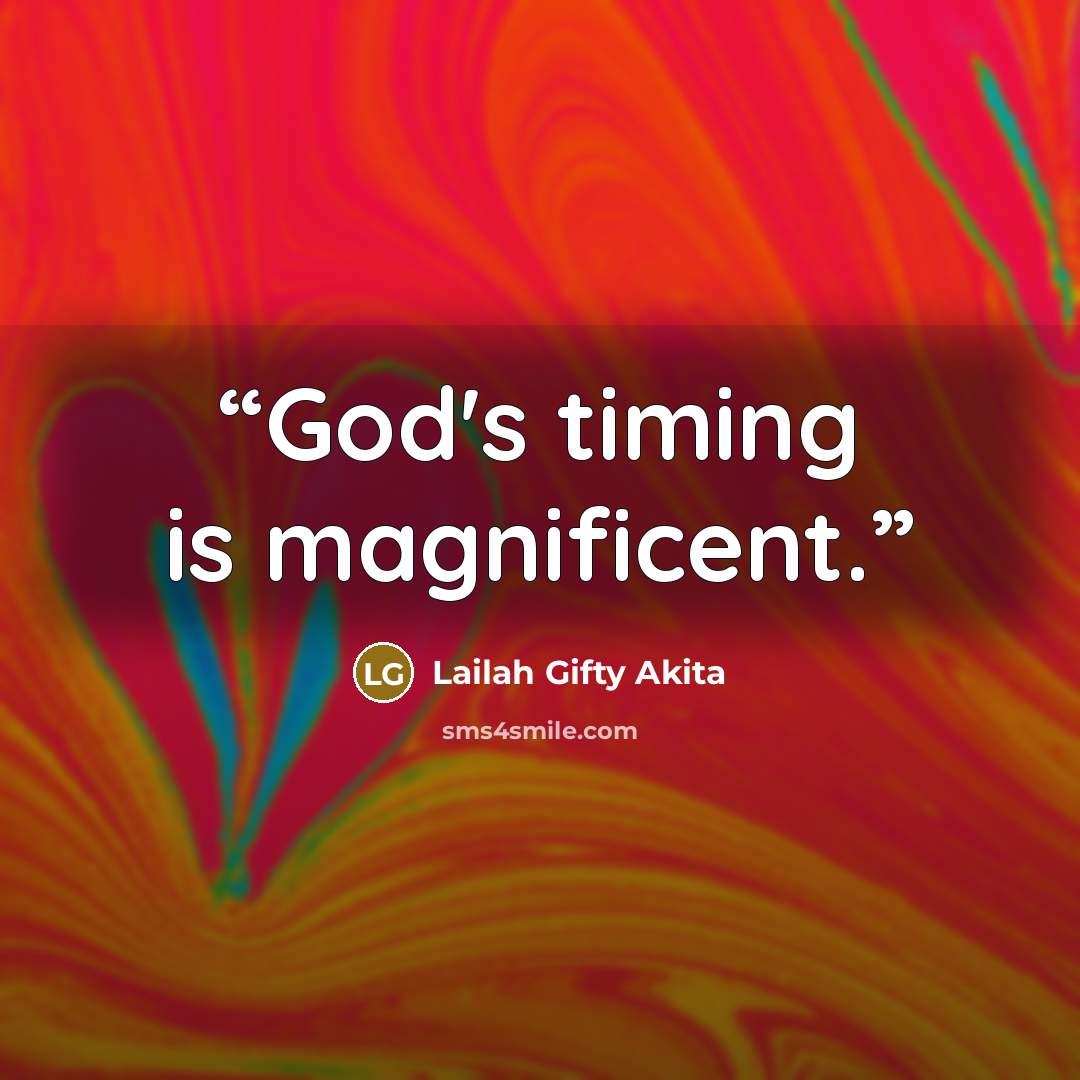 “God's timing is magnificent.” quote by Lailah Gifty Akita
