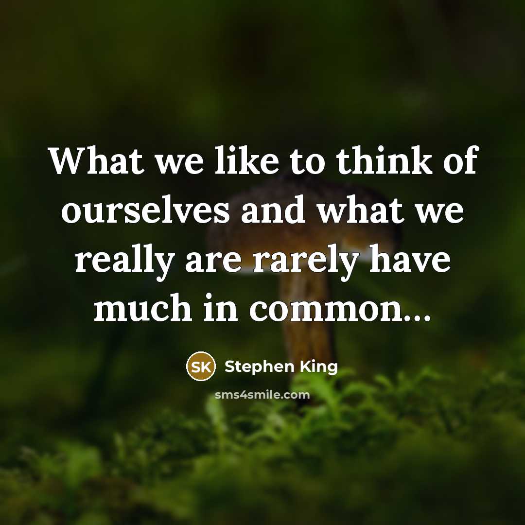 “What we like to think of ourselves and what we really are rarely have much in common…” quote by Stephen King