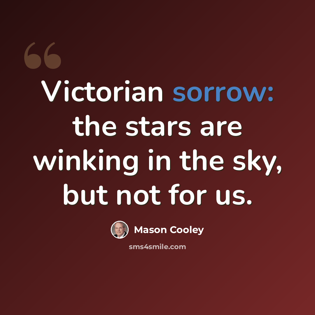 “Victorian sorrow: the stars are winking in the sky, but not for us.” quote by Mason Cooley