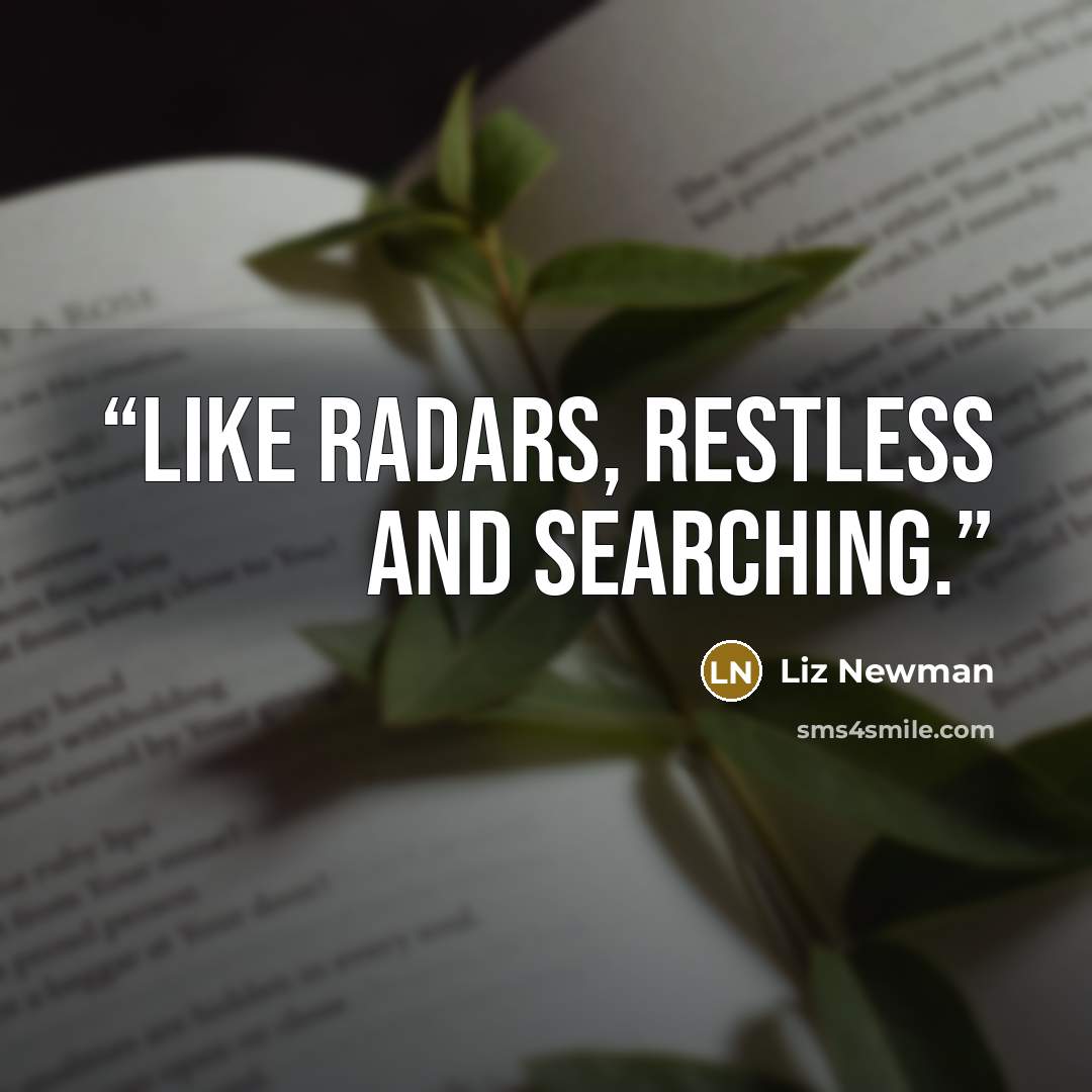 “Like radars, restless and searching.” quote by Liz Newman