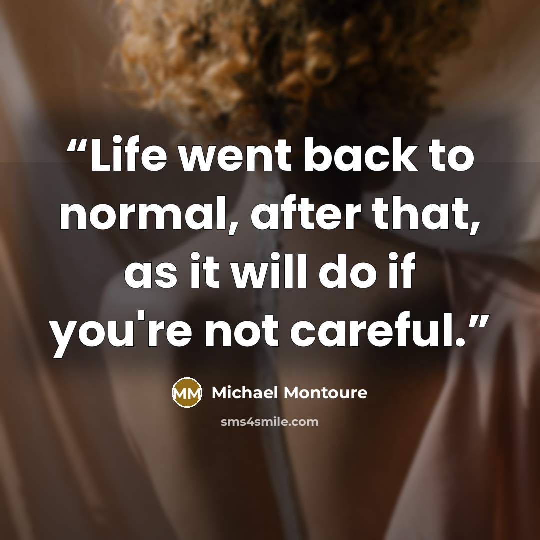“Life went back to normal, after that, as it will do if you're not careful.” quote by Michael Montoure