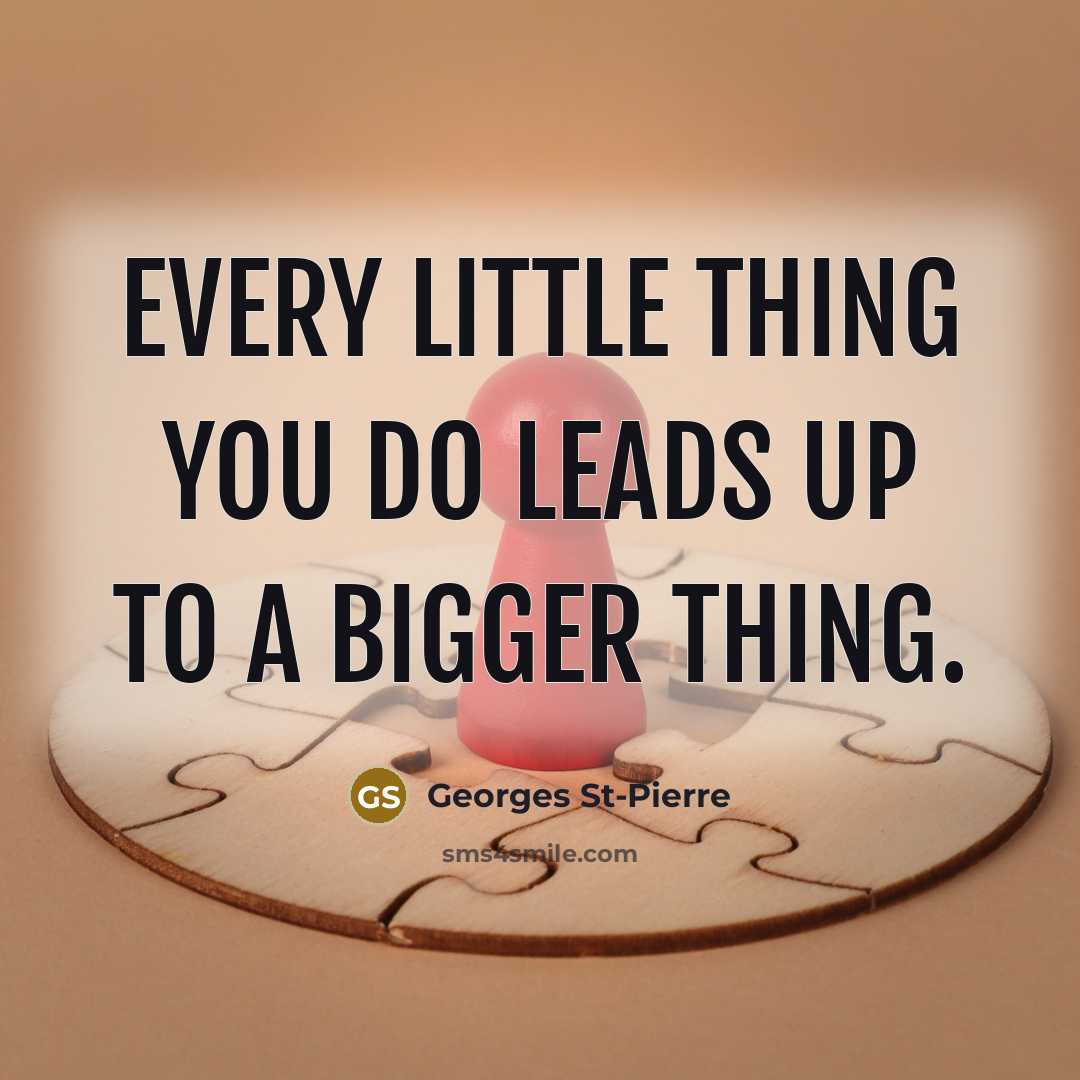 “Every little thing you do leads up to a bigger thing.” quote by Georges St-Pierre