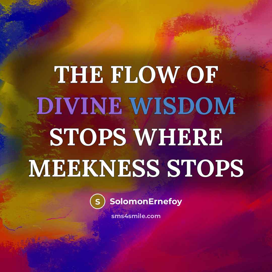 “THE FLOW OF DIVINE WISDOM STOPS WHERE MEEKNESS STOPS” quote by SolomonErnefoy