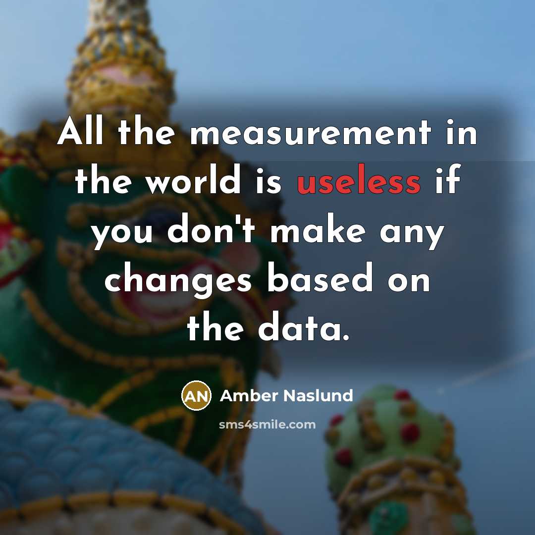 “All the measurement in the world is useless if you don't make any changes based on the data.” quote by Amber Naslund