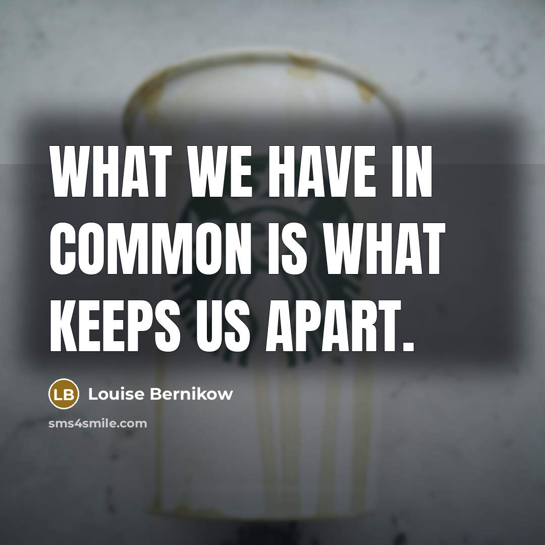 “What we have in common is what keeps us apart.” quote by Louise Bernikow