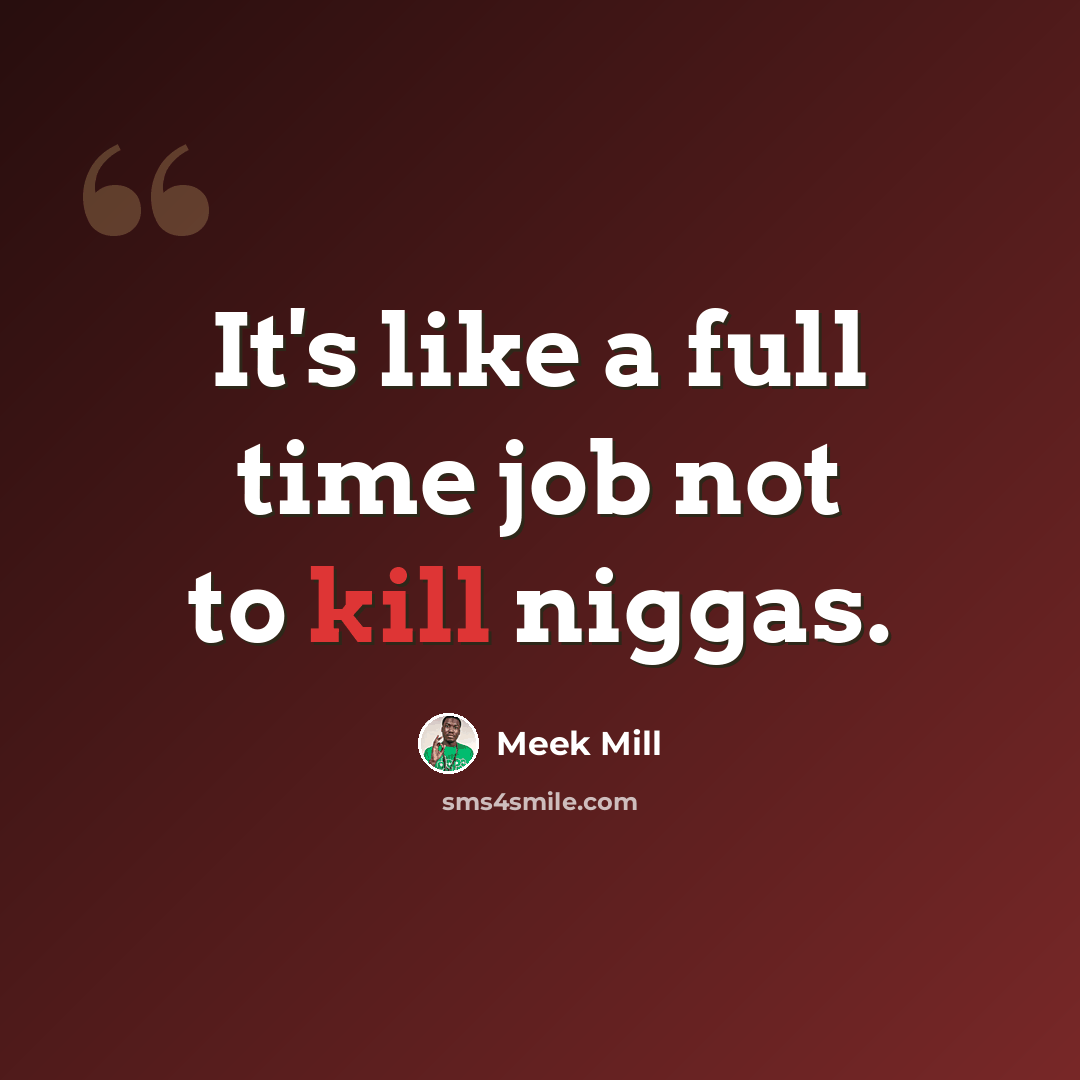 “It's like a full time job not to kill niggas.” quote by Meek Mill