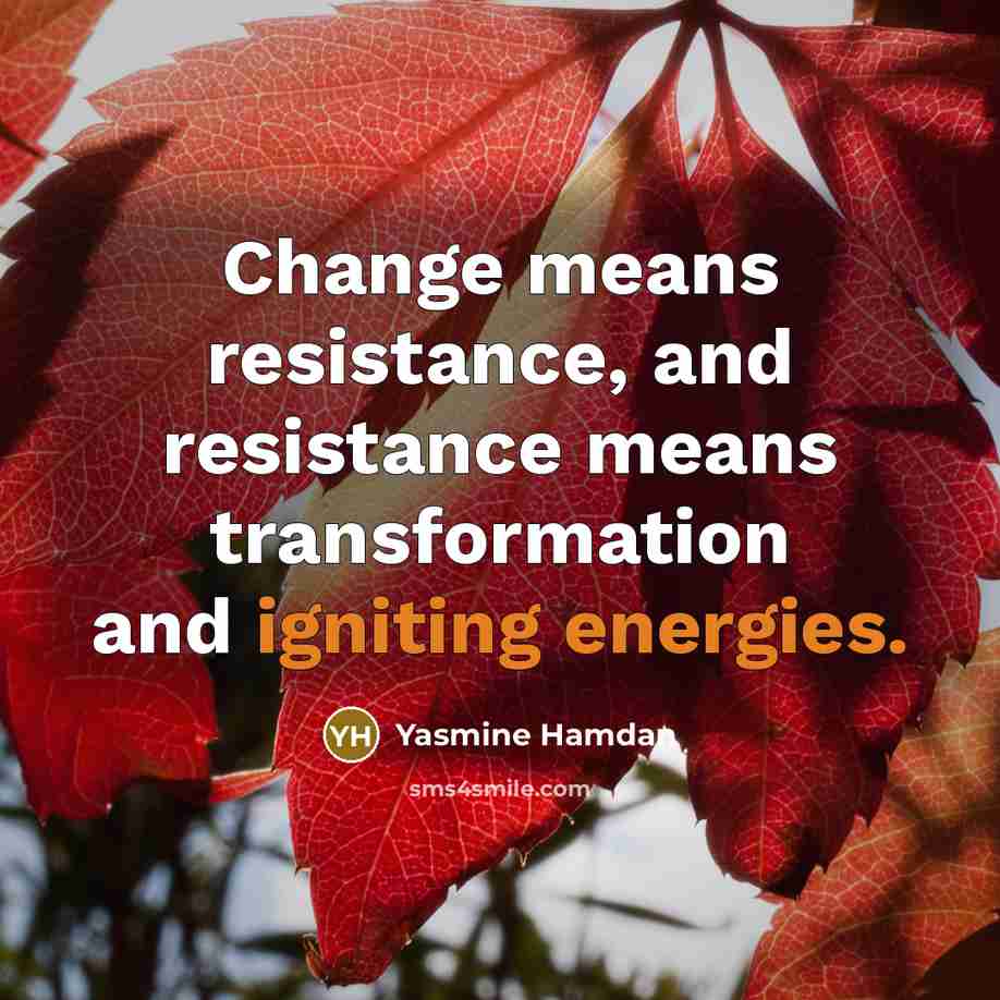 “Change means resistance, and resistance means transformation and igniting energies.” quote by Yasmine Hamdan