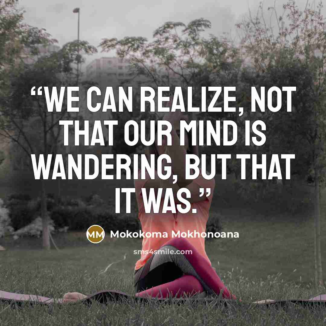 “We can realize, not that our mind is wandering, but that it was.” quote by Mokokoma Mokhonoana