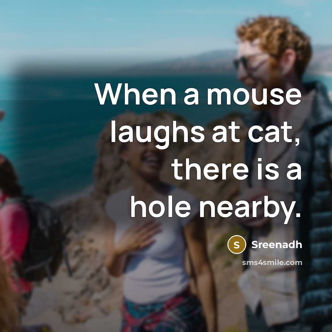 “When a mouse laughs at cat, there is a hole nearby.” quote by Sreenadh