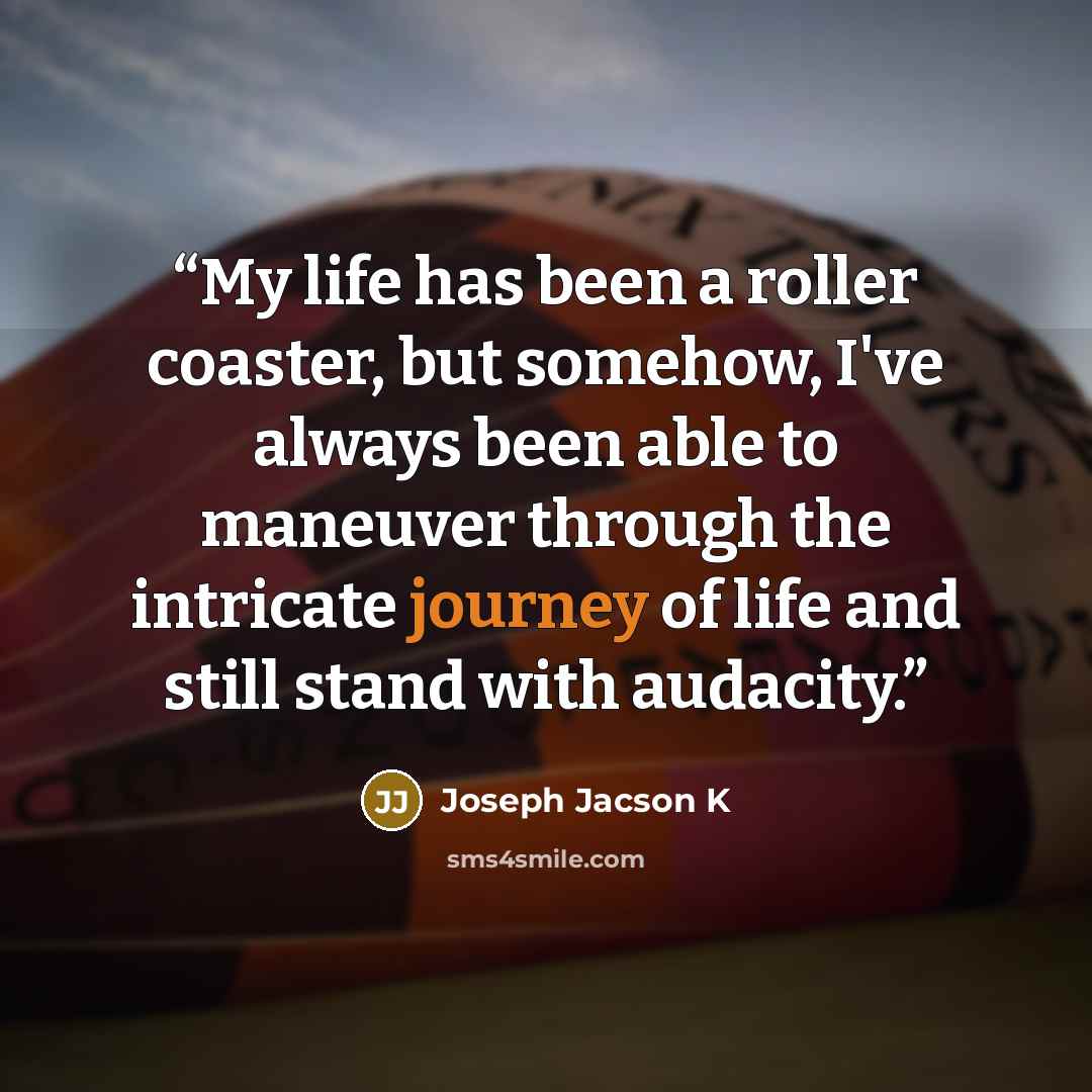 “My life has been a roller coaster, but somehow, I've always been able to maneuver through the intricate journey of life and still stand with audacity.” quote by Joseph Jacson K