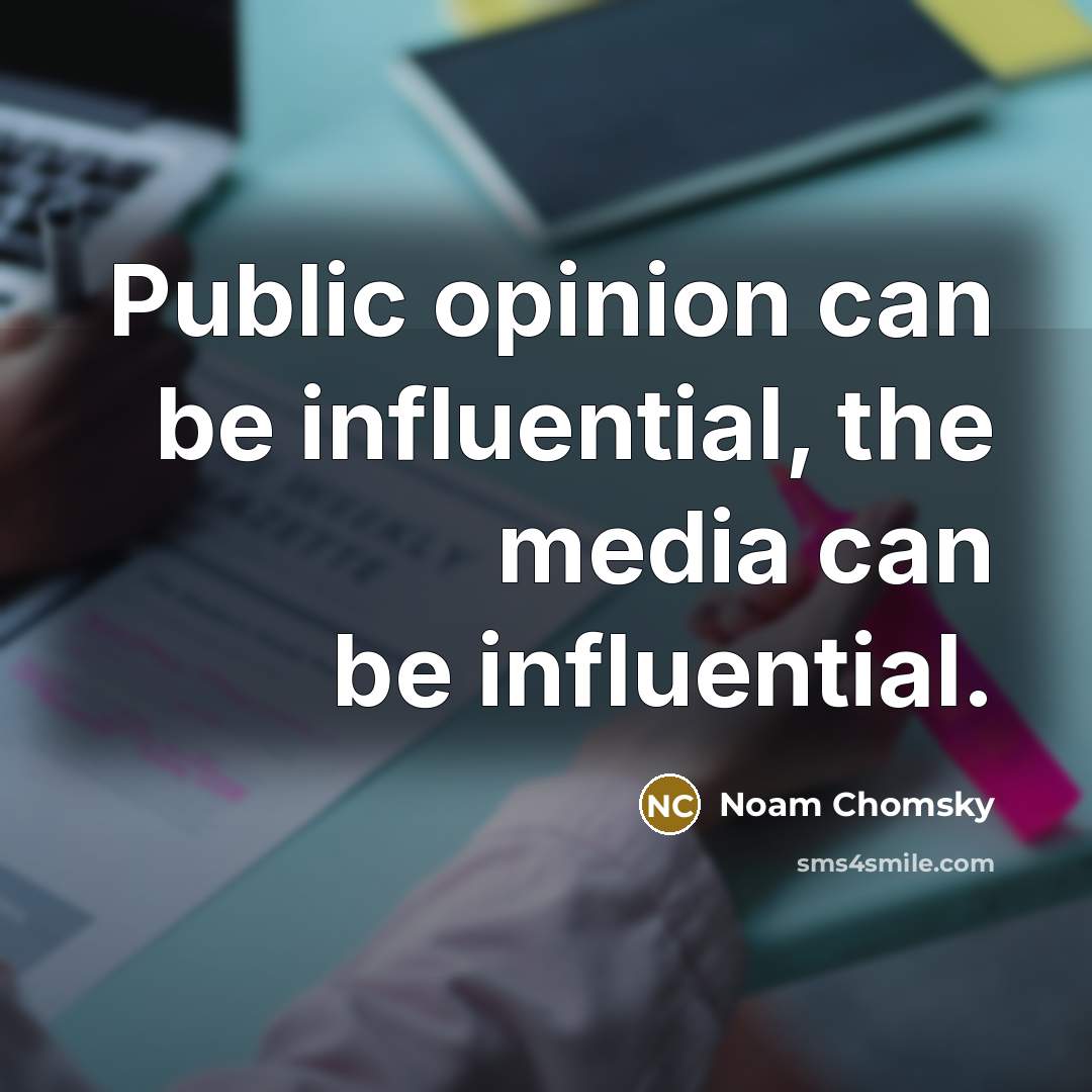 “Public opinion can be influential, the media can be influential.” quote by Noam Chomsky