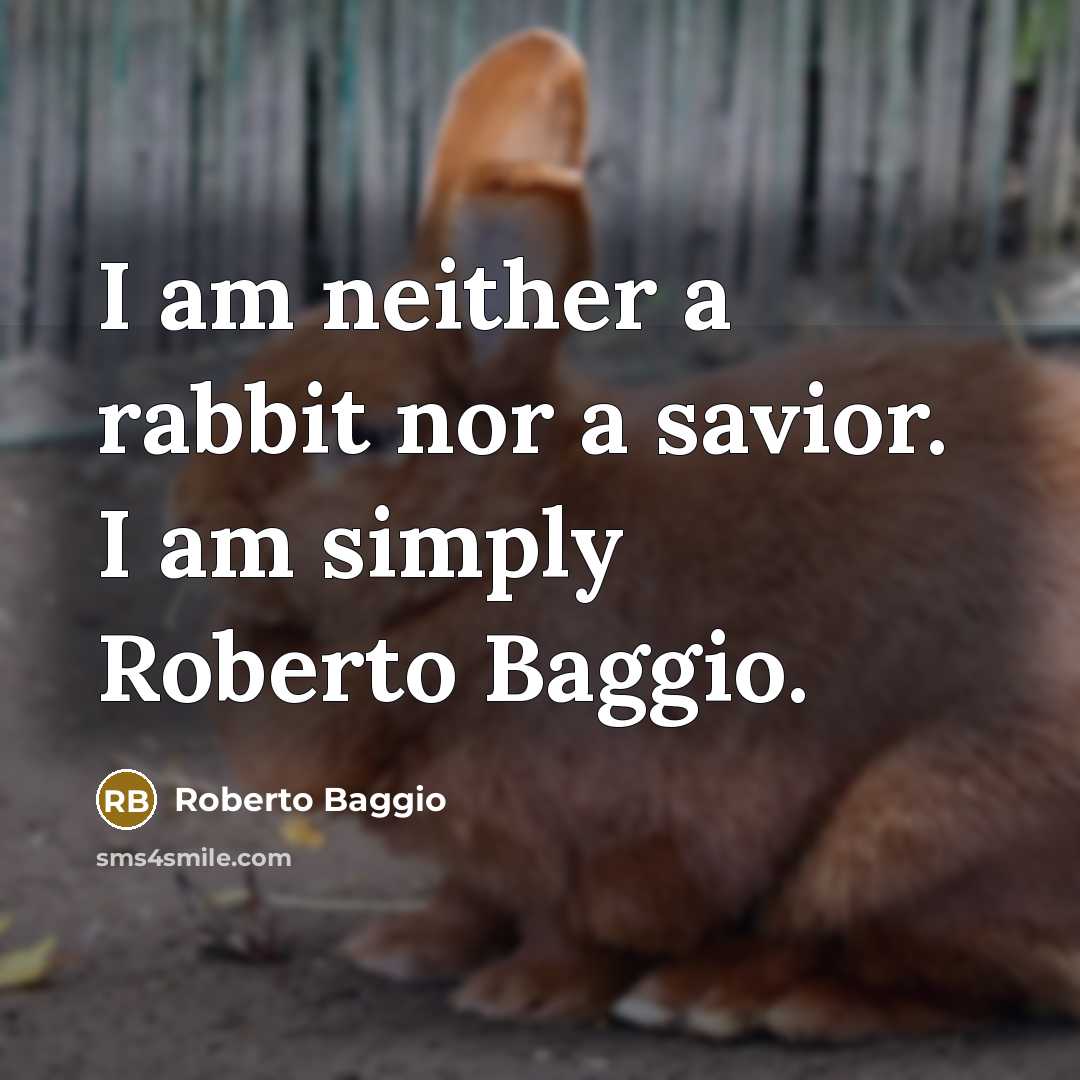 “I am neither a rabbit nor a savior. I am simply Roberto Baggio.” quote by Roberto Baggio