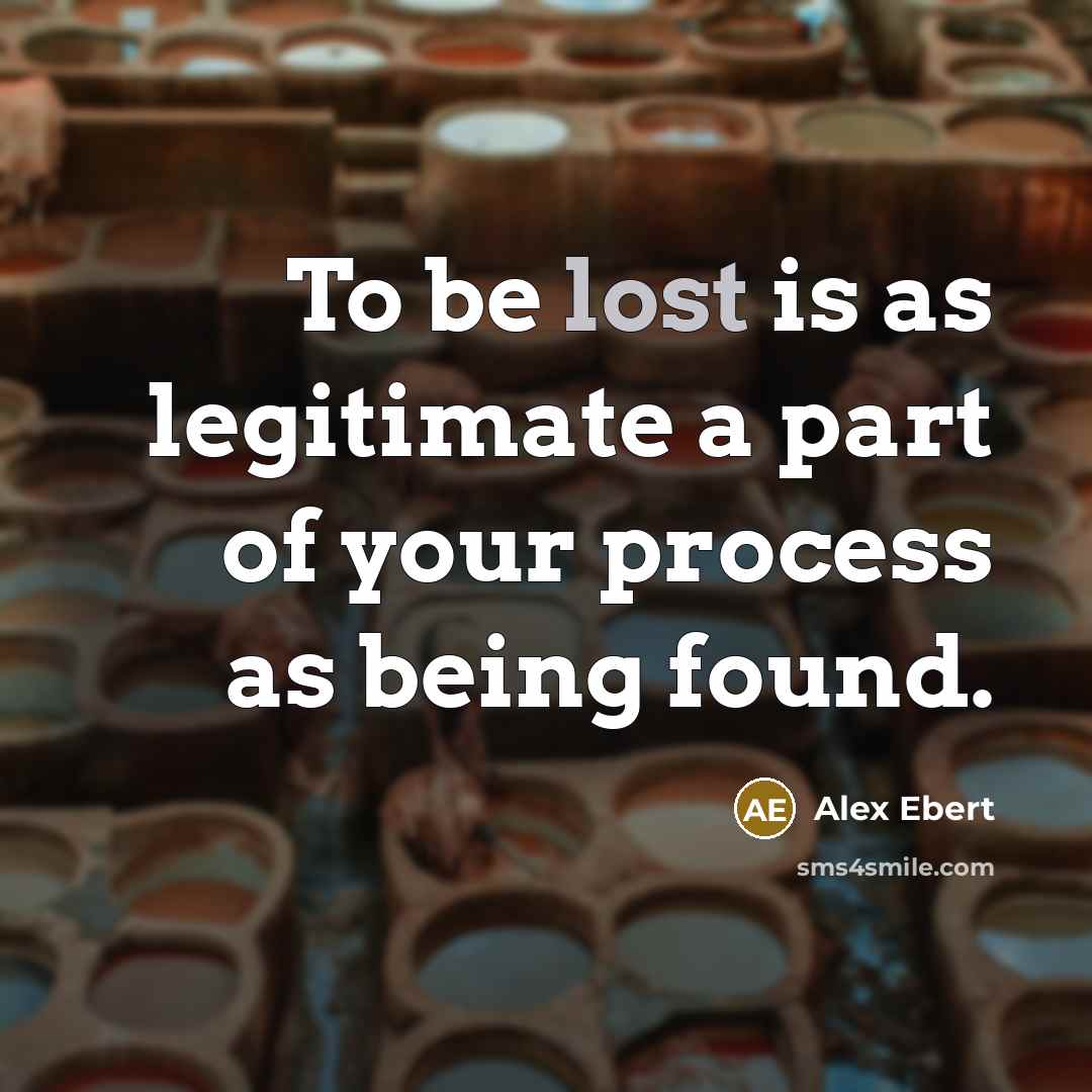 “To be lost is as legitimate a part of your process as being found.” quote by Alex Ebert