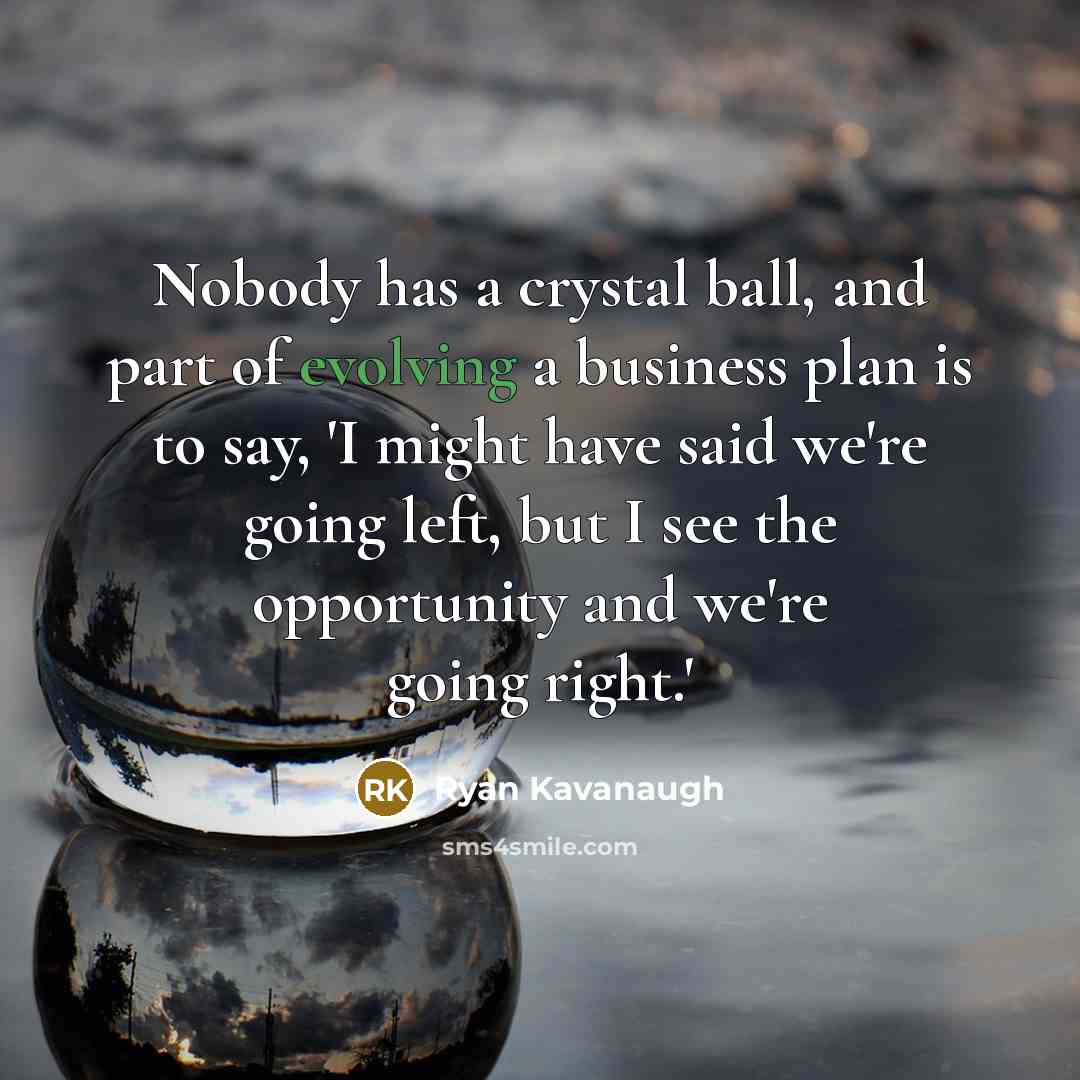 “Nobody has a crystal ball, and part of evolving a business plan is to say, 'I might have said we're going left, but I see the opportunity and we're going right.'” quote by Ryan Kavanaugh