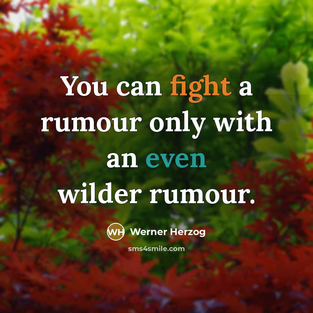“You can fight a rumour only with an even wilder rumour.” quote by Werner Herzog