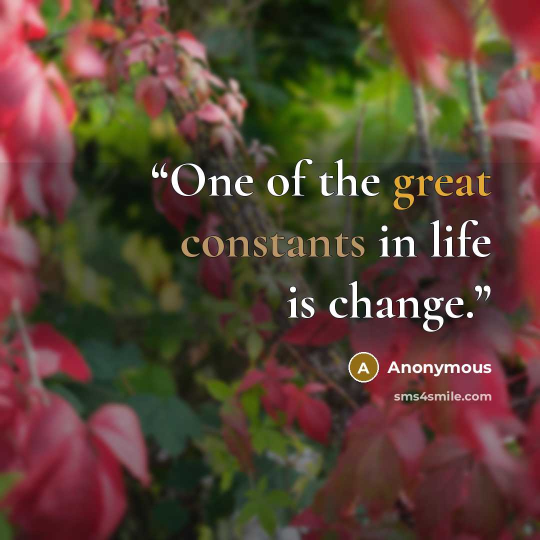 “One of the great constants in life is change.” quote by Anonymous