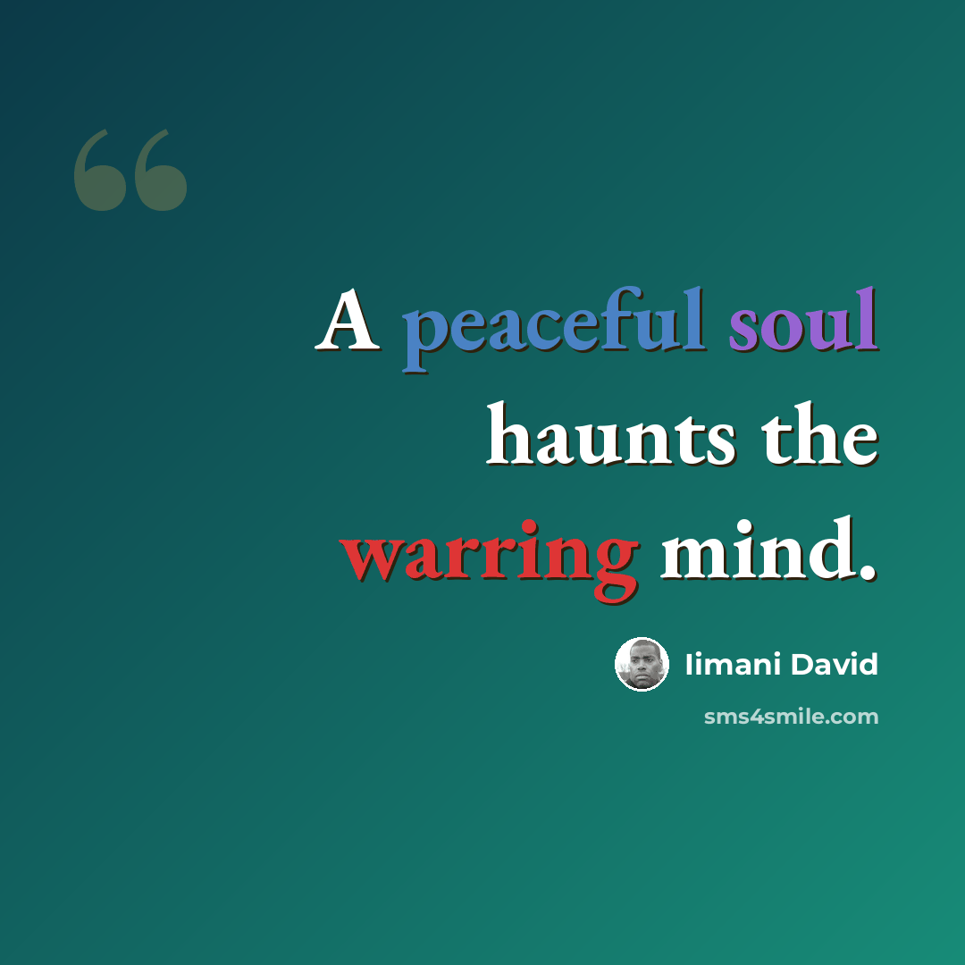 “A peaceful soul haunts the warring mind.” quote by Iimani David