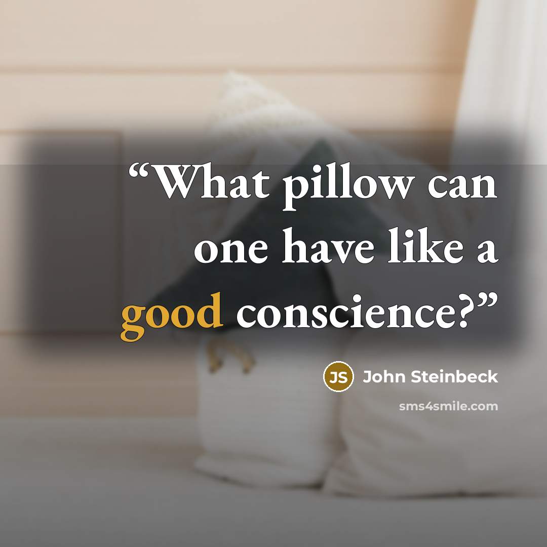 “What pillow can one have like a good conscience?” quote by John Steinbeck