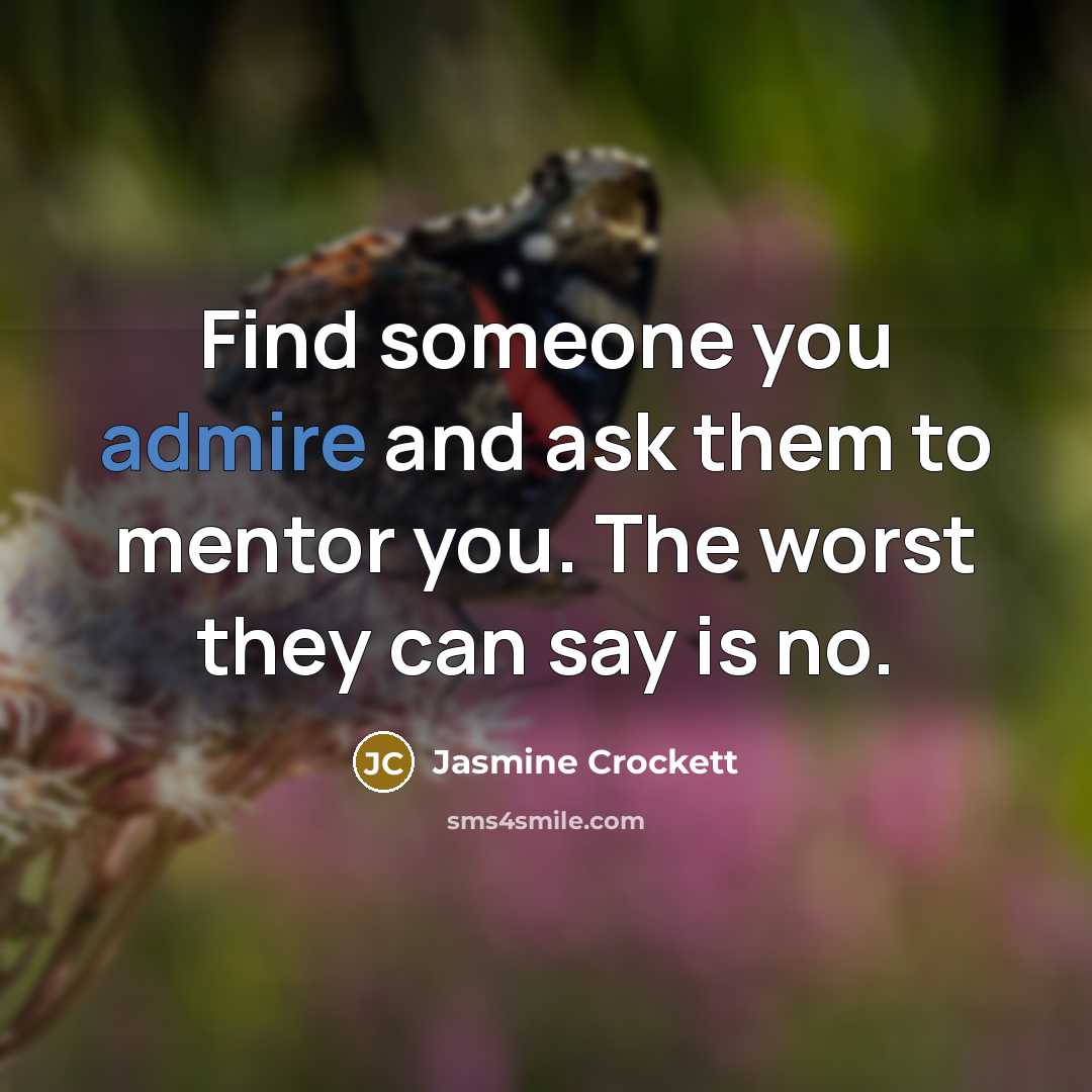 “Find someone you admire and ask them to mentor you. The worst they can say is no.” quote by Jasmine Crockett