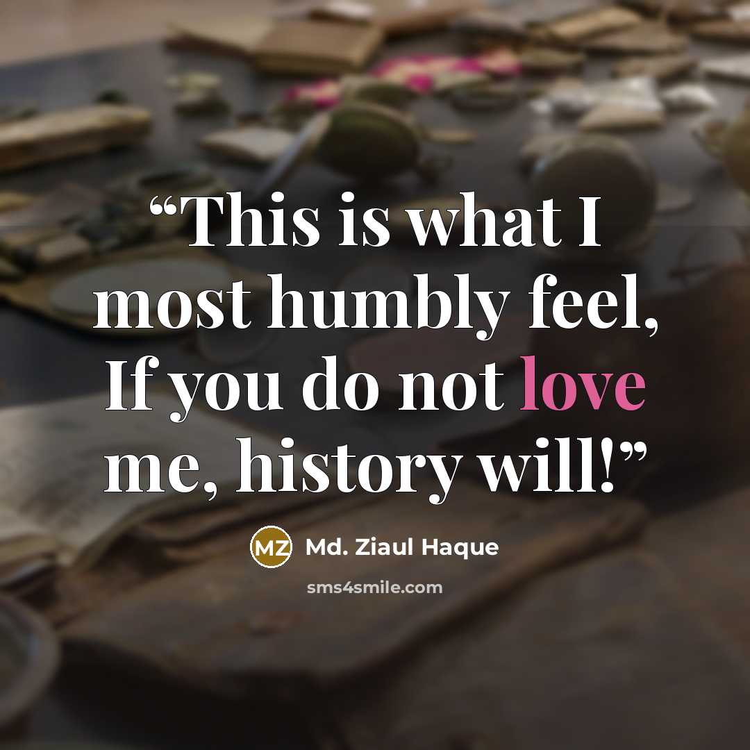 “This is what I most humbly feel, If you do not love me, history will!” quote by Md. Ziaul Haque