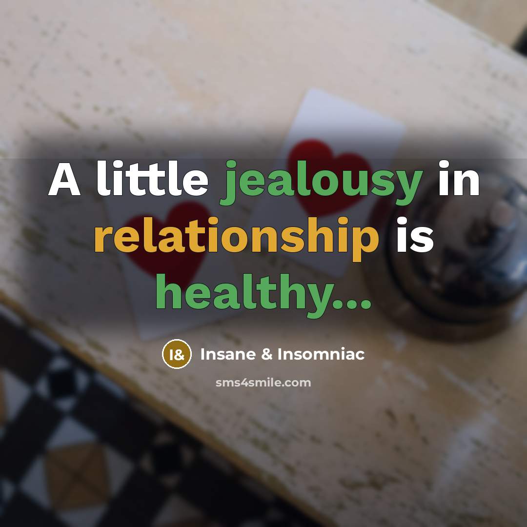 “A little jealousy in relationship is healthy...” quote by Insane & Insomniac