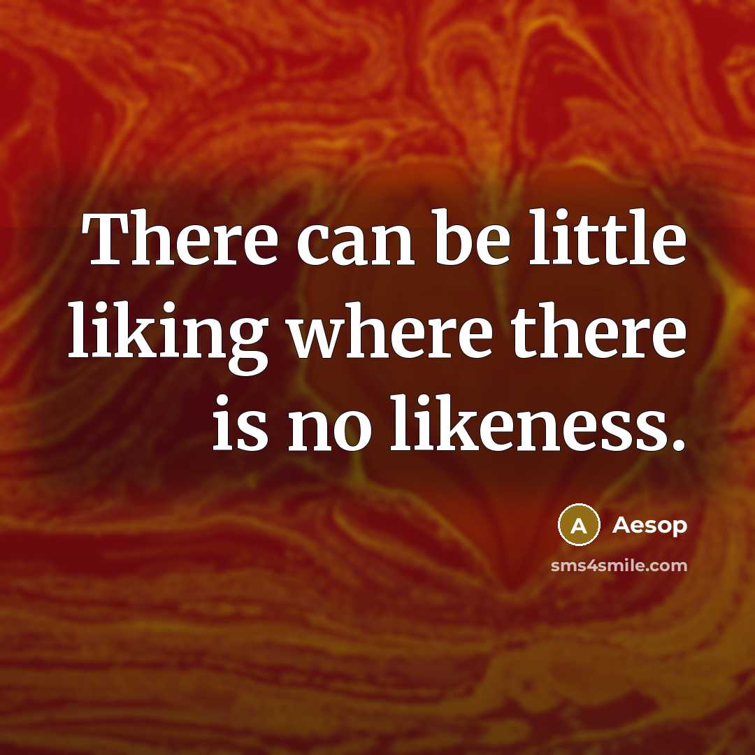 “There can be little liking where there is no likeness.” quote by Aesop