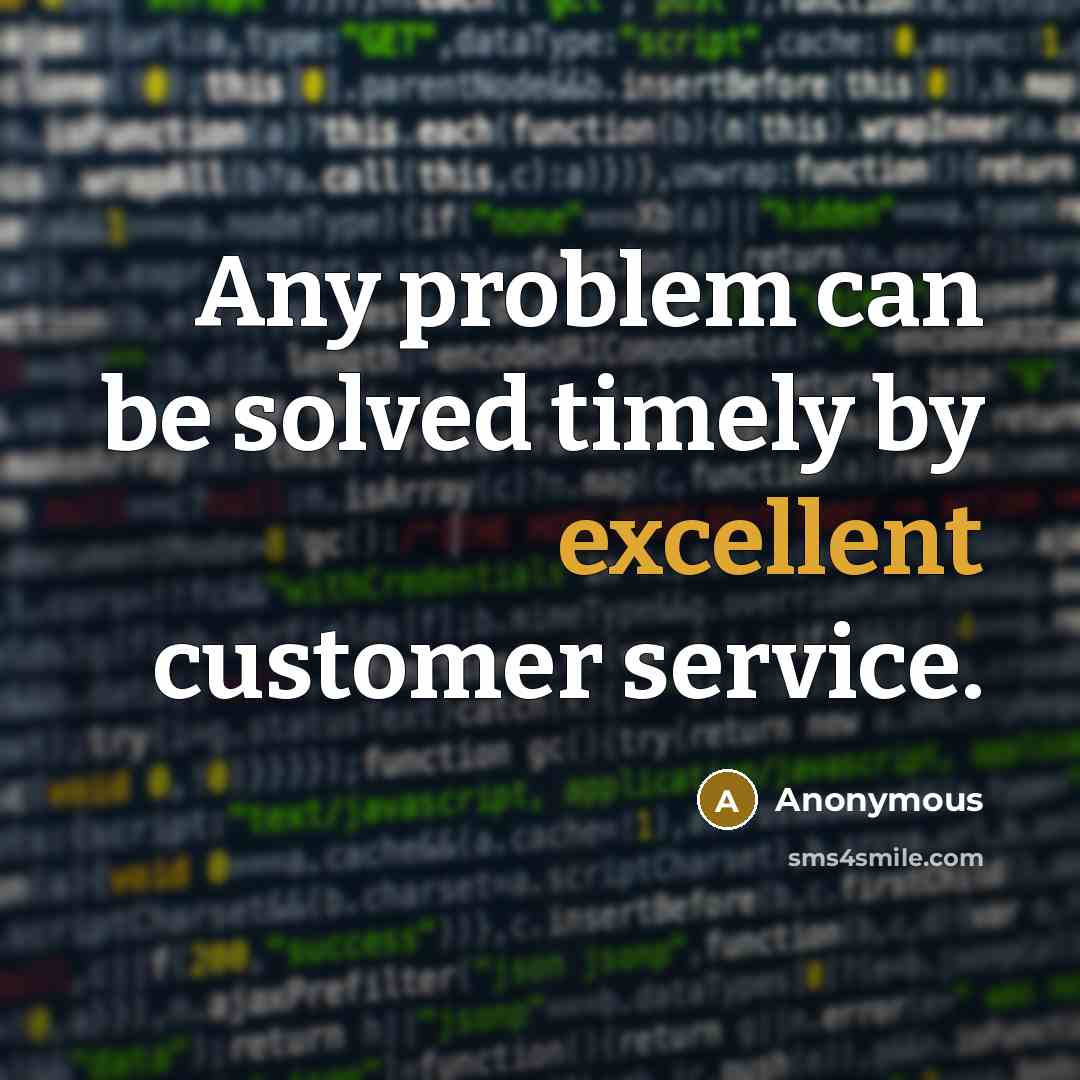 “Any problem can be solved timely by excellent customer service.” quote by Anonymous