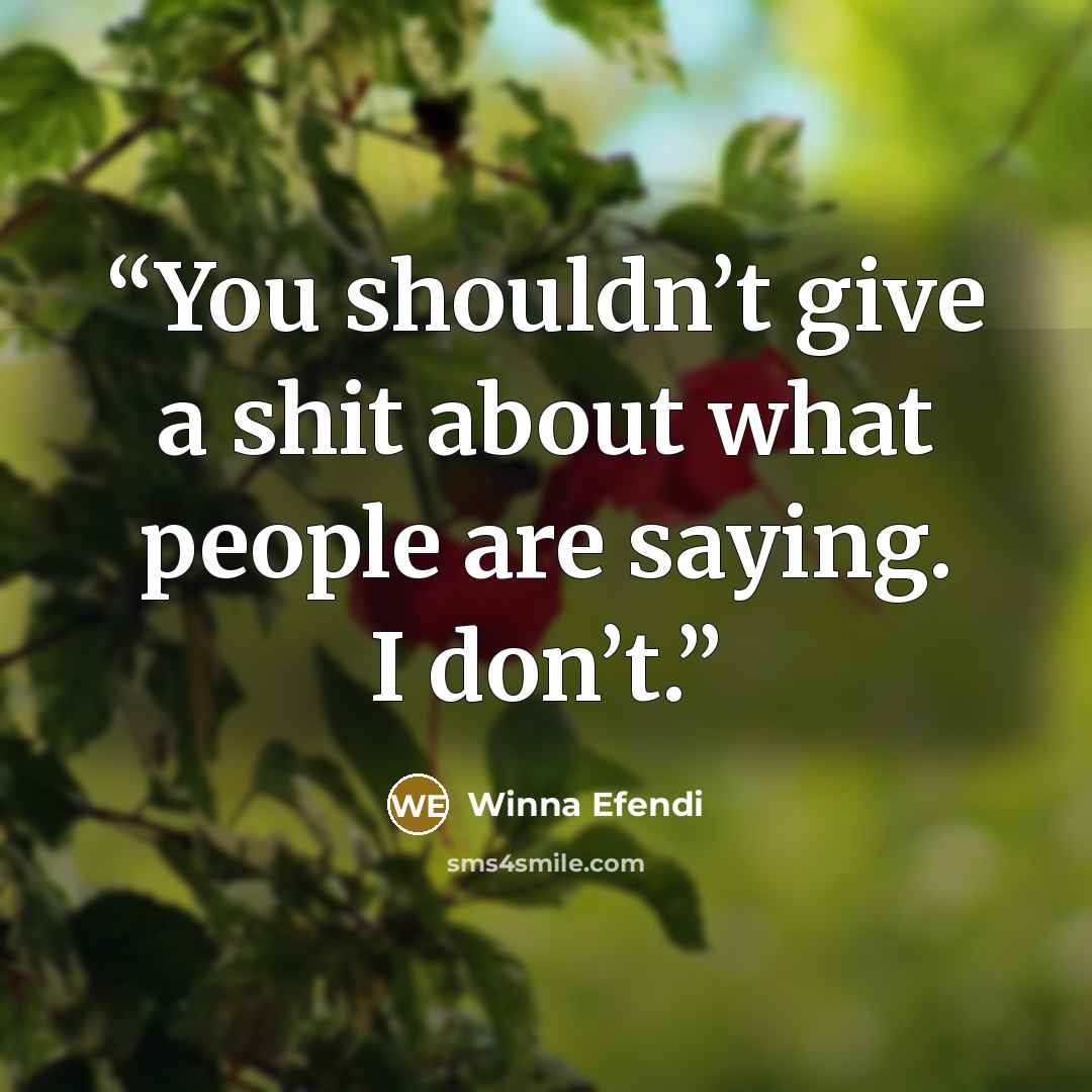 “You shouldn’t give a shit about what people are saying. I don’t.” quote by Winna Efendi